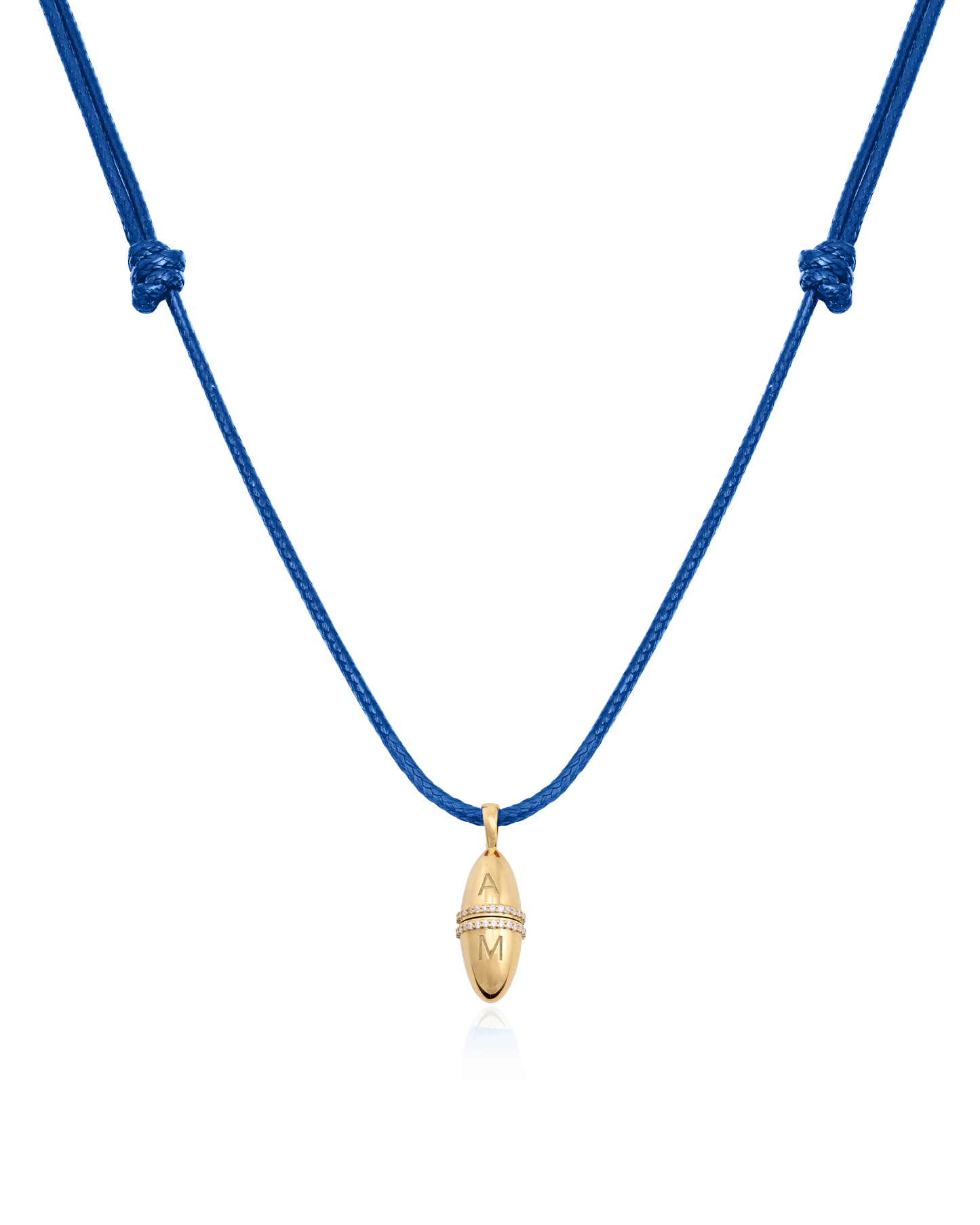 Fabergé Cord Necklace - 18K Gold Vermeil Necklaces magal-dev Blue Adjustable Leather Cord 20"-24"