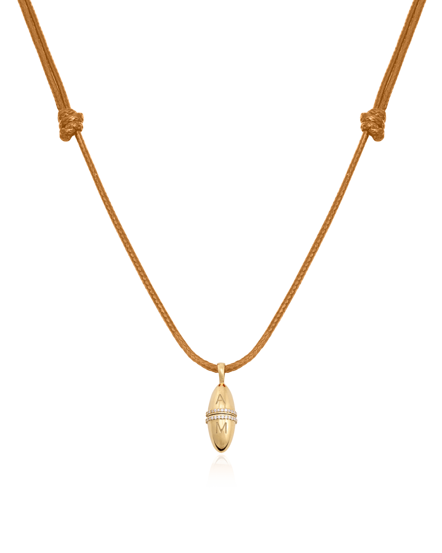 Fabergé Cord Necklace - 18K Gold Vermeil Necklaces magal-dev Brown Adjustable Leather Cord 20"-24"