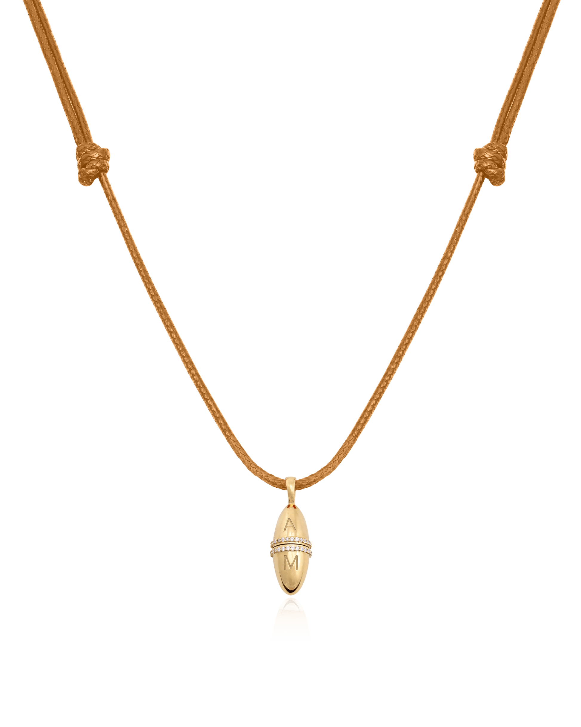 Fabergé Cord Necklace - 18K Gold Vermeil Necklaces magal-dev Brown Adjustable Leather Cord 20"-24"