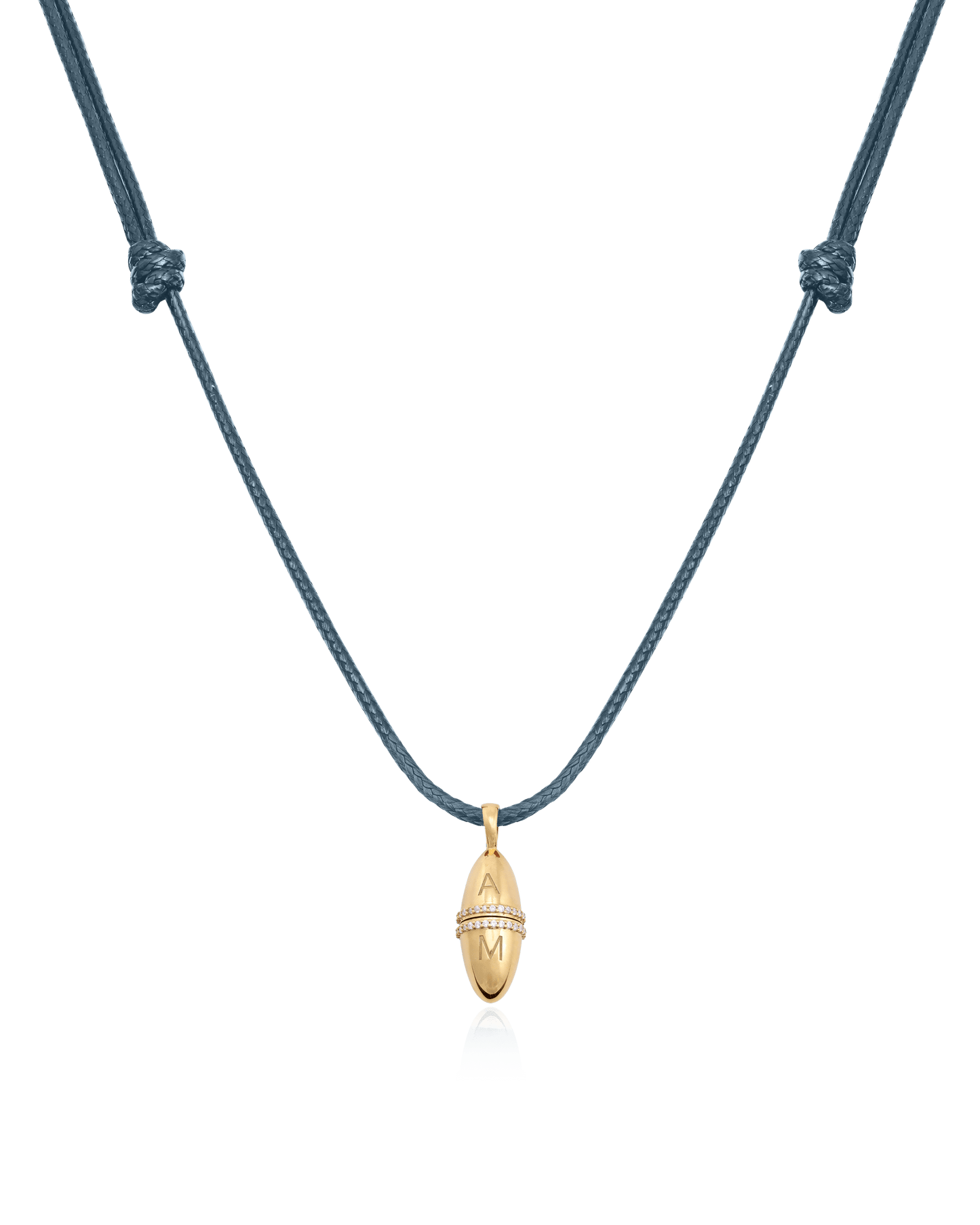 Fabergé Cord Necklace - 18K Gold Vermeil Necklaces magal-dev Indigo Adjustable Leather Cord 20"-24"