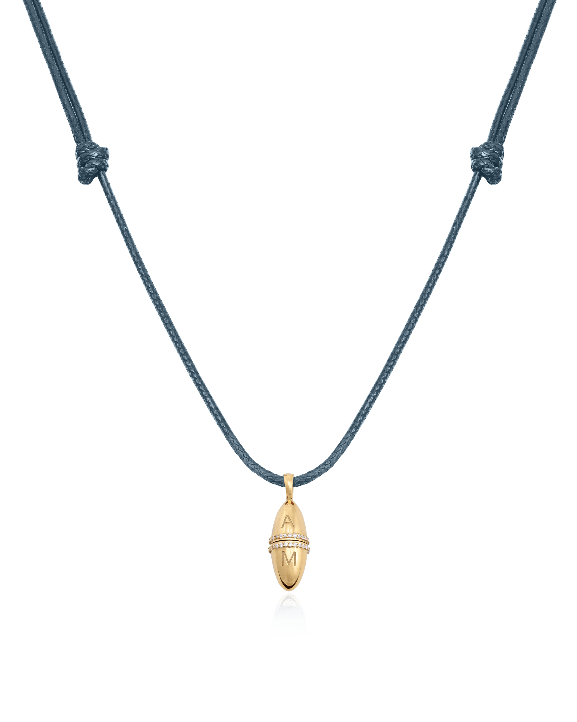Fabergé Cord Necklace - 18K Gold Vermeil Necklaces magal-dev Indigo Adjustable Leather Cord 20"-24"