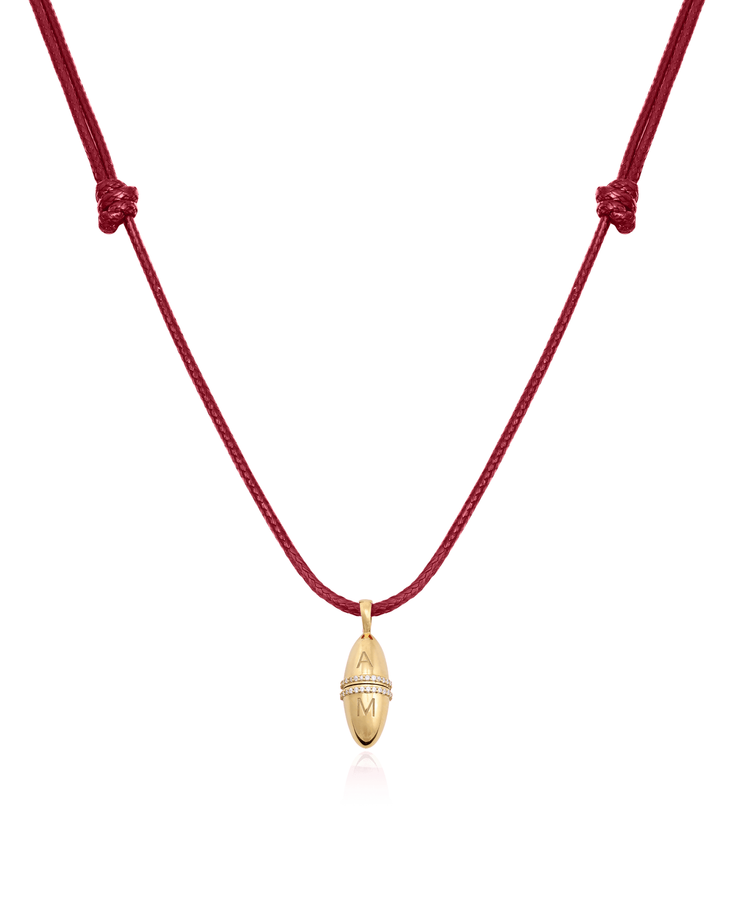 Fabergé Cord Necklace - 18K Gold Vermeil Necklaces magal-dev Red Adjustable Leather Cord 20"-24"