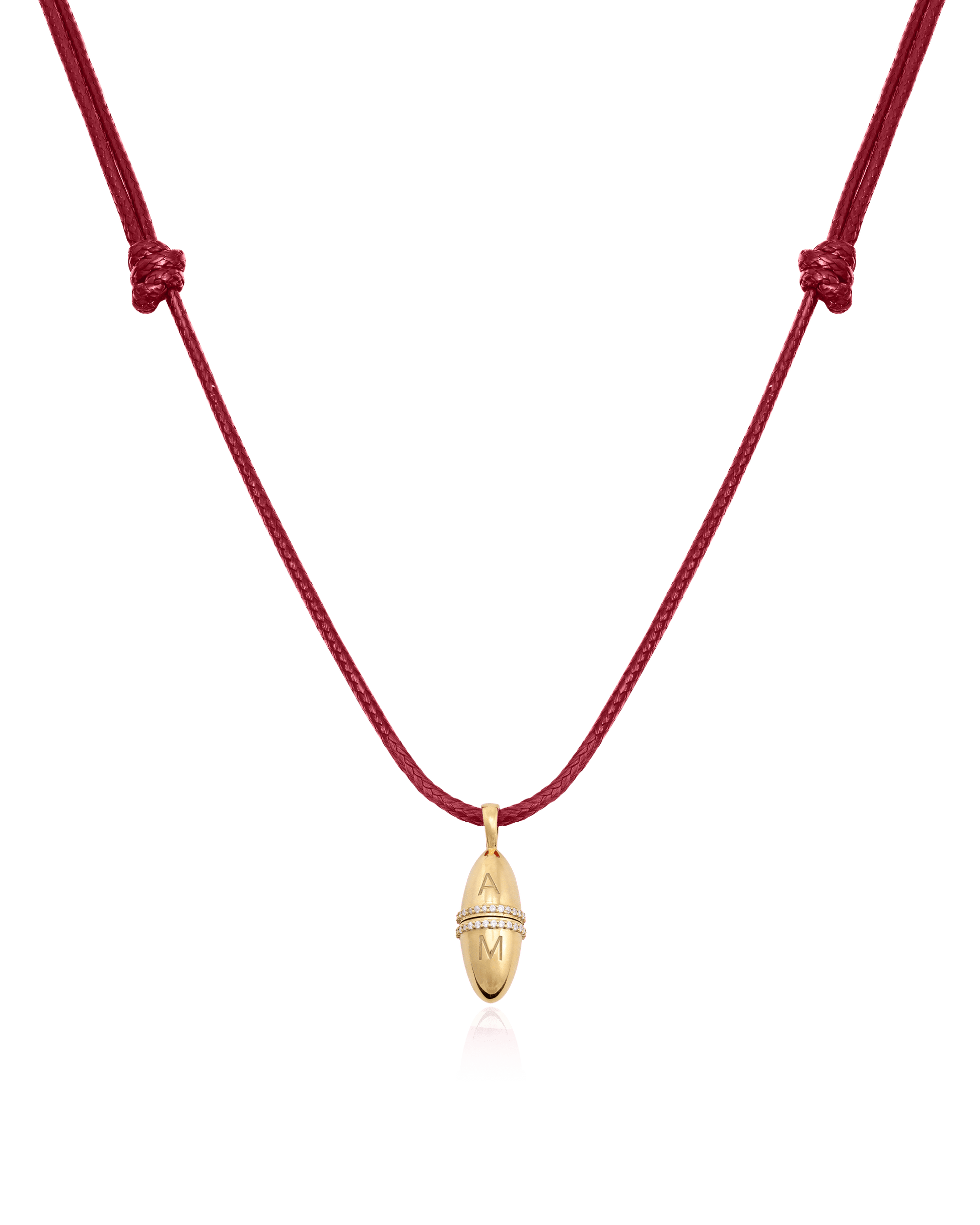 Fabergé Cord Necklace - 18K Gold Vermeil Necklaces magal-dev Red Adjustable Leather Cord 20"-24"