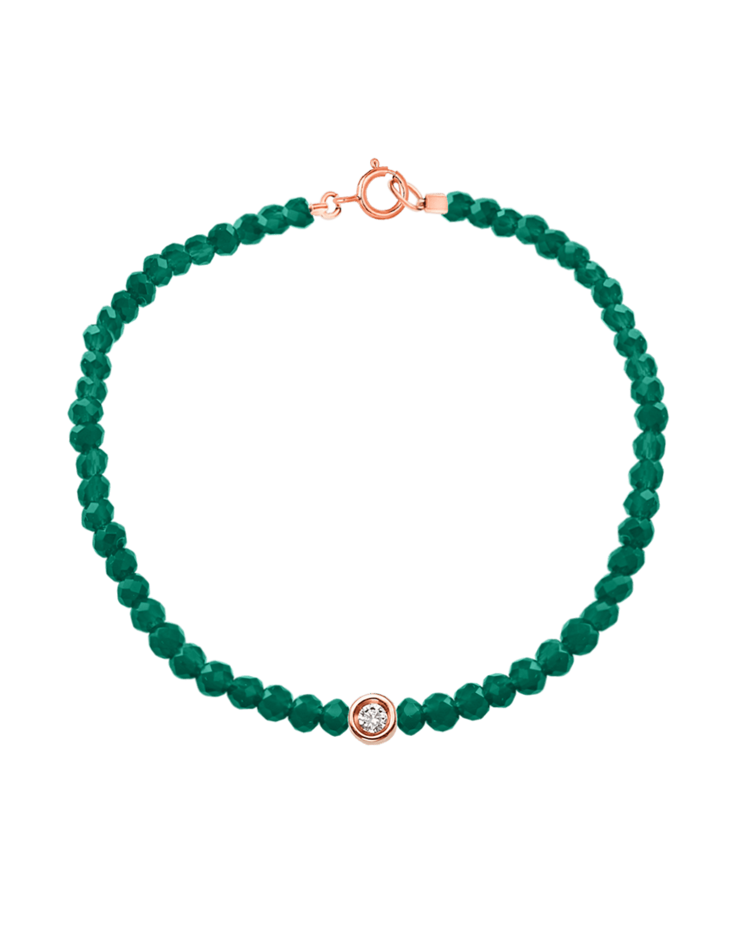 Bracelet Pierres Précieuses & Diamants - Or Rose 14 carats Bracelets magal-dev Émeraude naturelle Small: 0.03 carats 15cm (Poignet: Small)