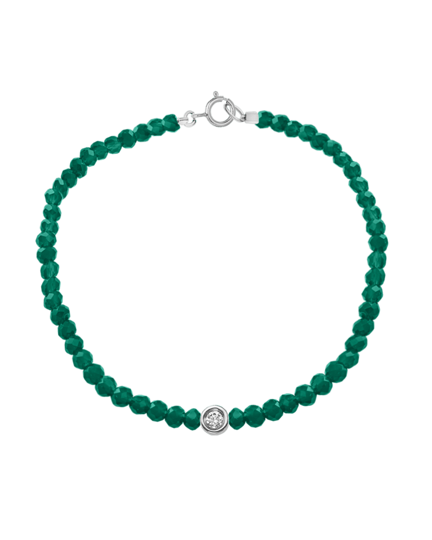 Bracelet Pierres Précieuses & Diamants - Or Blanc 14 carats Bracelets magal-dev Émeraude naturelle Small: 0.03 carats 15cm (Poignet: Small)