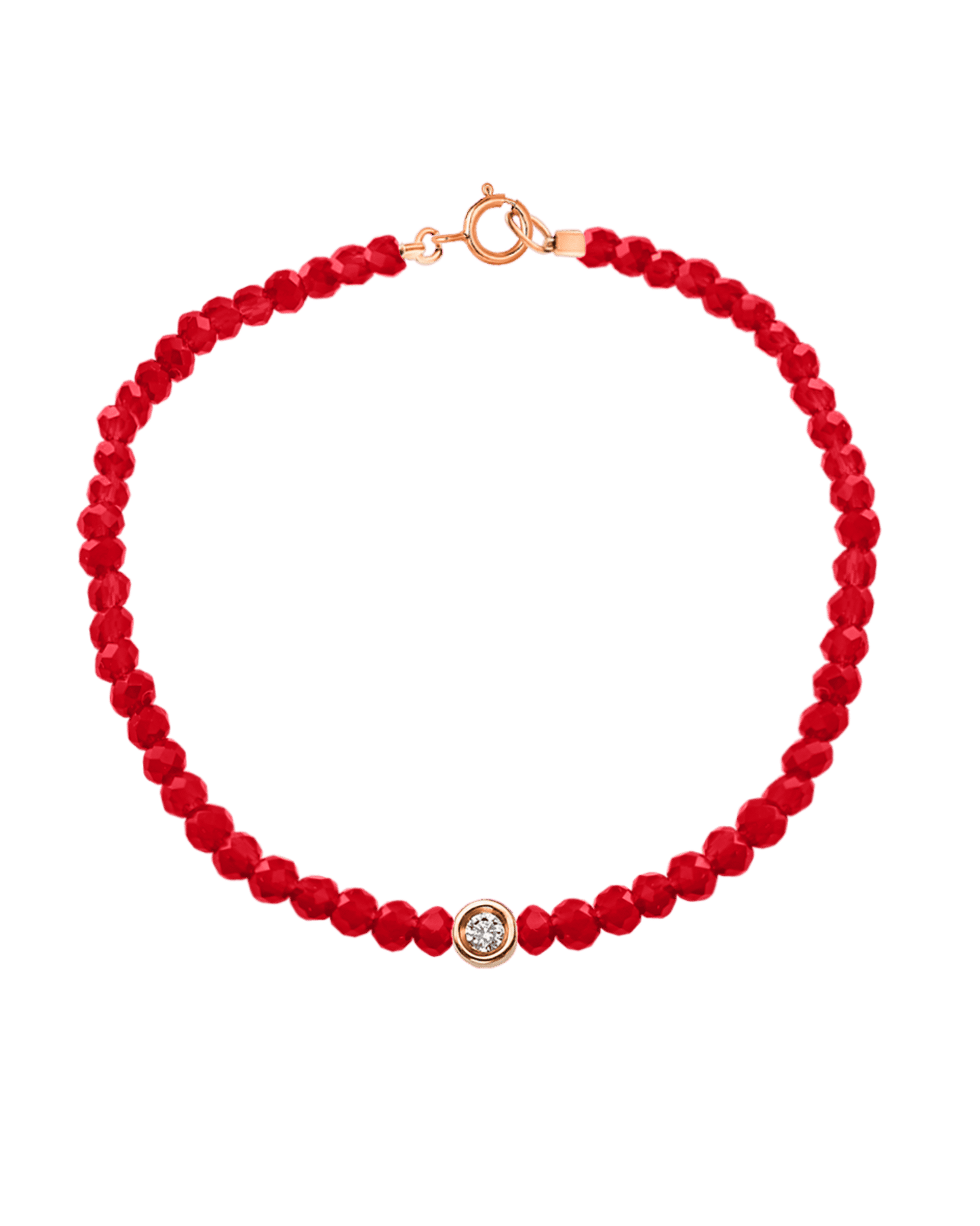 Bracelet Pierres Précieuses & Diamants - Or Rose 14 carats Bracelets magal-dev Jade rouge naturel Small: 0.03 carats 15cm (Poignet: Small)
