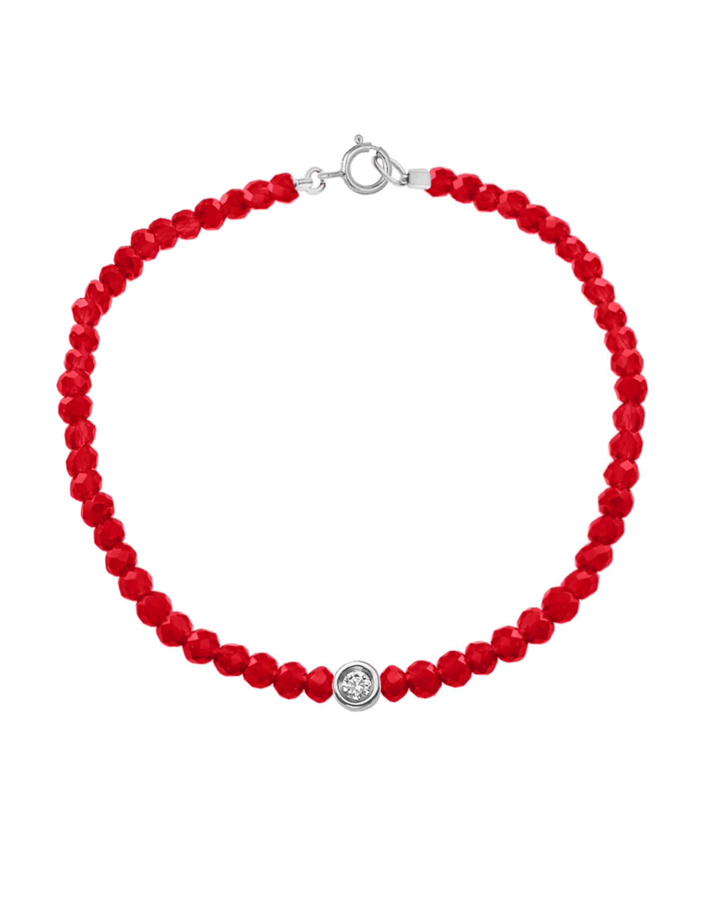 Bracelet Pierres Précieuses & Diamants - Or Blanc 14 carats Bracelets magal-dev Jade rouge naturel Small: 0.03 carats 15cm (Poignet: Small)