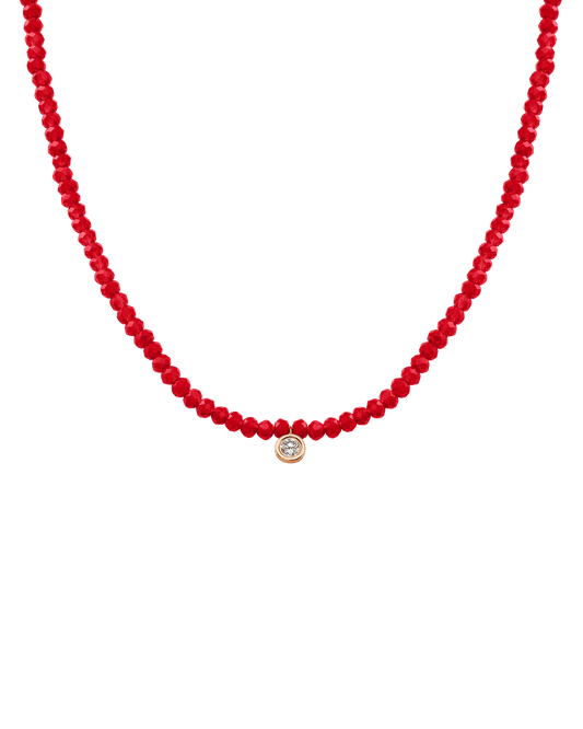 The Gemstone & Diamond Necklace - 14K Rose Gold Necklaces 14K Solid Gold Natural Red Jade Large: 0.1ct 14"