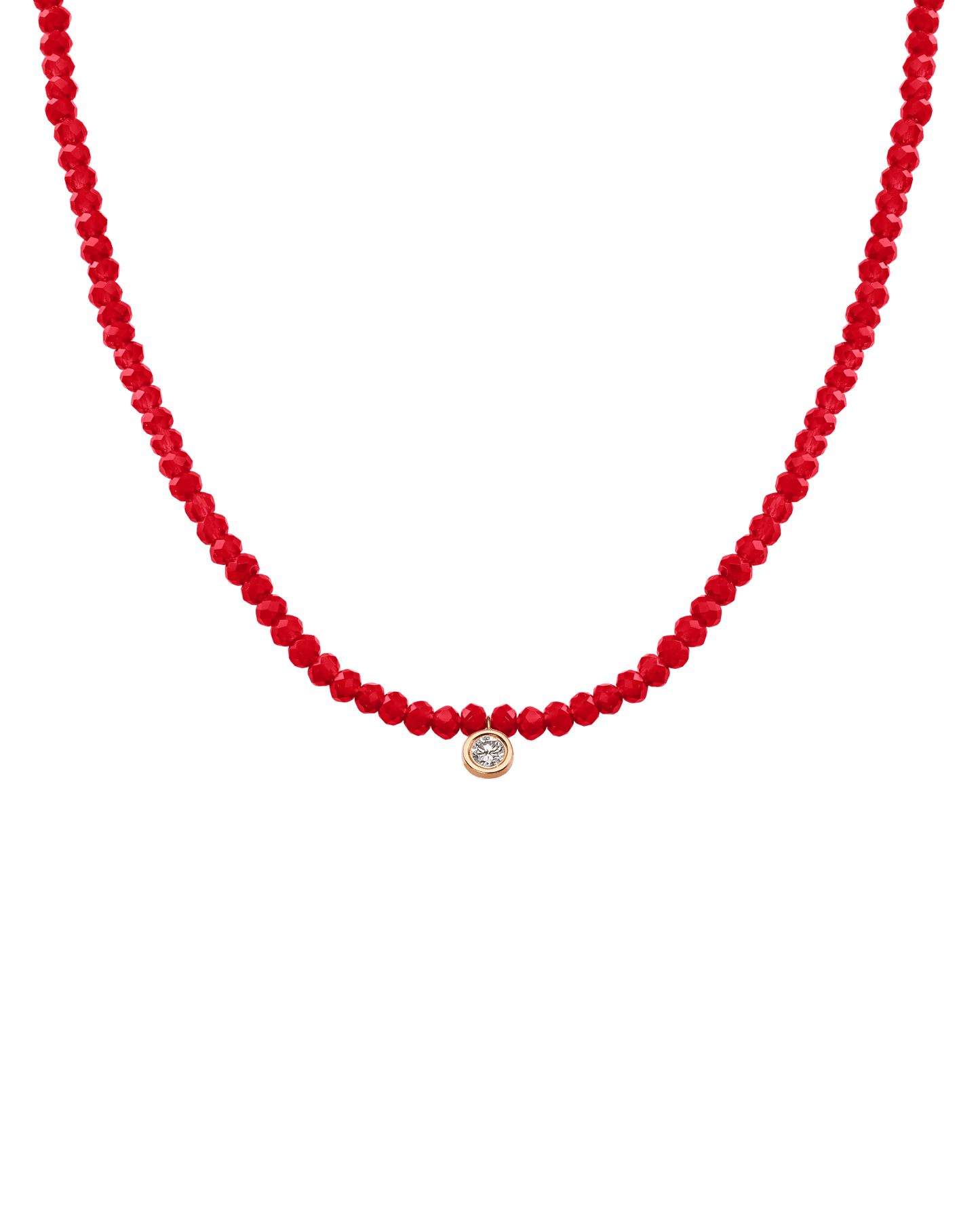 The Gemstone & Diamond Necklace - 14K Rose Gold Necklaces 14K Solid Gold Natural Red Jade Large: 0.1ct 14"