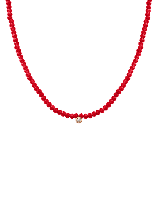 The Gemstone & Diamond Necklace - 14K Rose Gold Necklaces 14K Solid Gold Natural Red Jade Small: 0.03ct 14"