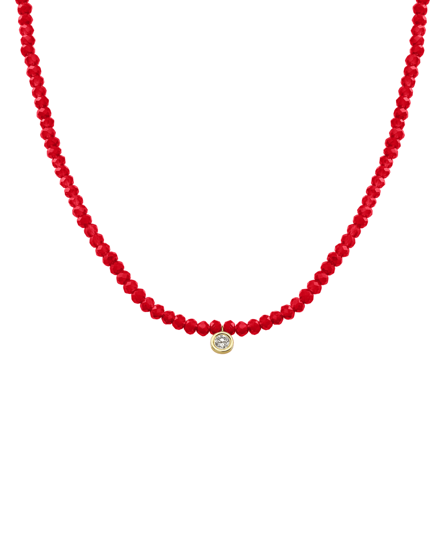 The Gemstone & Diamond Necklace - 14K Yellow Gold Necklaces 14K Solid Gold Natural Red Jade Large: 0.1ct 14"