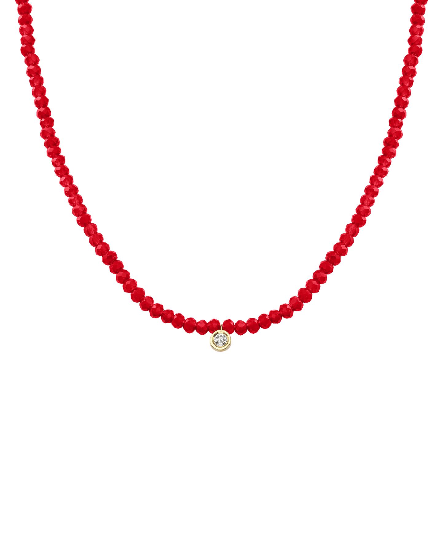 Collier Pierres Précieuses & Diamant - Or Jaune 14 carats Necklaces magal-dev Jade rouge naturel Medium: 0.05 carats 35cm