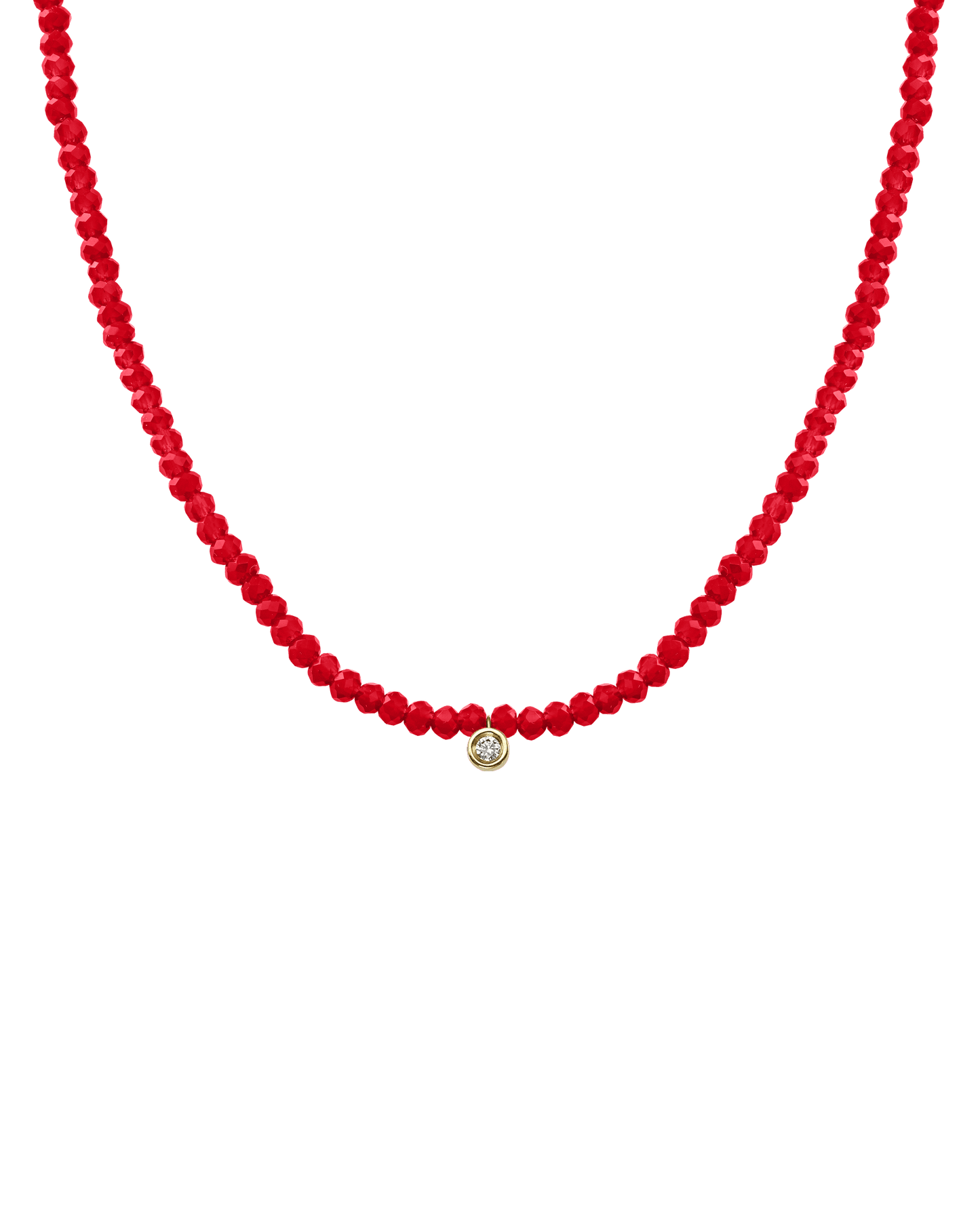 Collier Pierres Précieuses & Diamant - Or Jaune 14 carats Necklaces magal-dev Jade rouge naturel Small: 0.03 carats 35cm