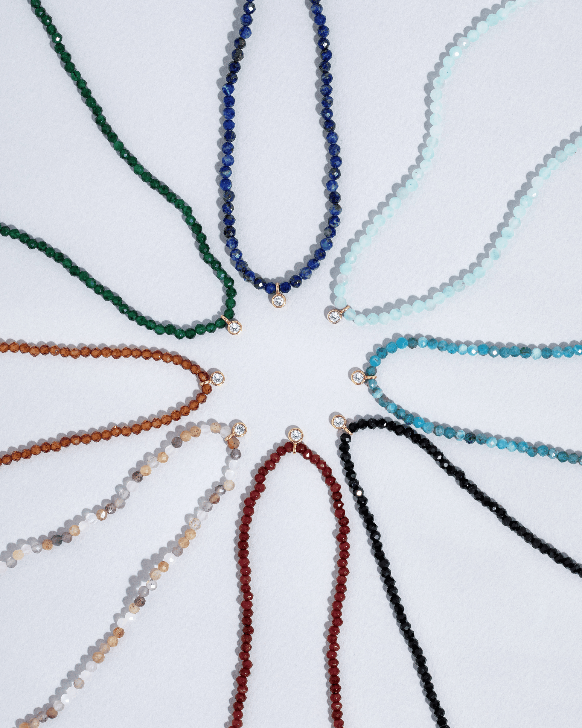 The Gemstone & Diamond Necklace - 14K Rose Gold Necklaces 14K Solid Gold