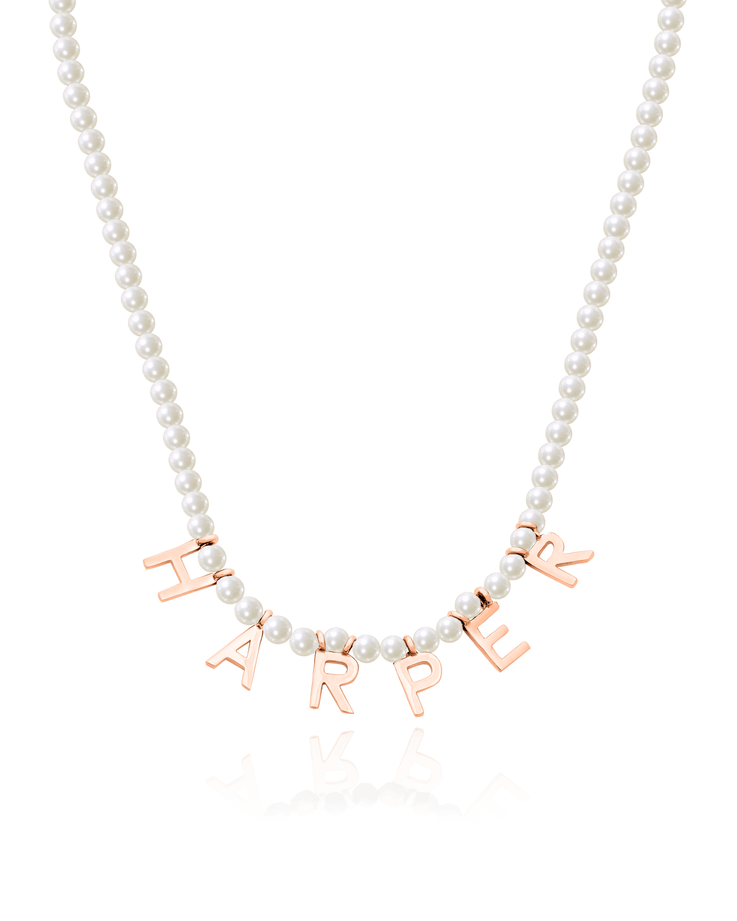Collier de Perles Naturelles & Initiale - Or Rose Plaqué 18 carats Necklaces magal-dev 40cm
