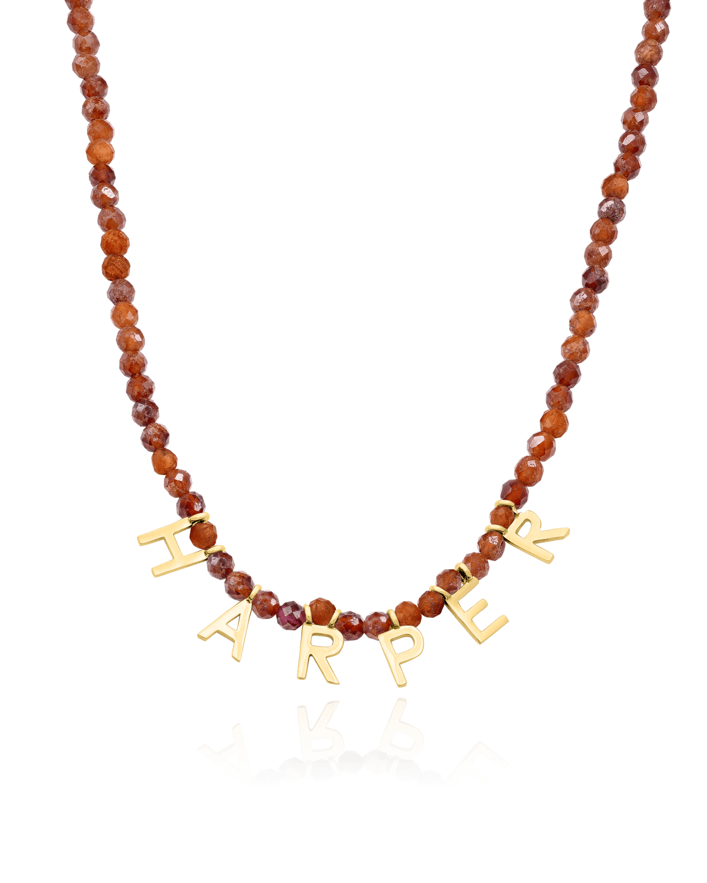 Gemstone & Initial Necklace - 18K Gold Vermeil Necklaces magal-dev Natural Garnet 14"