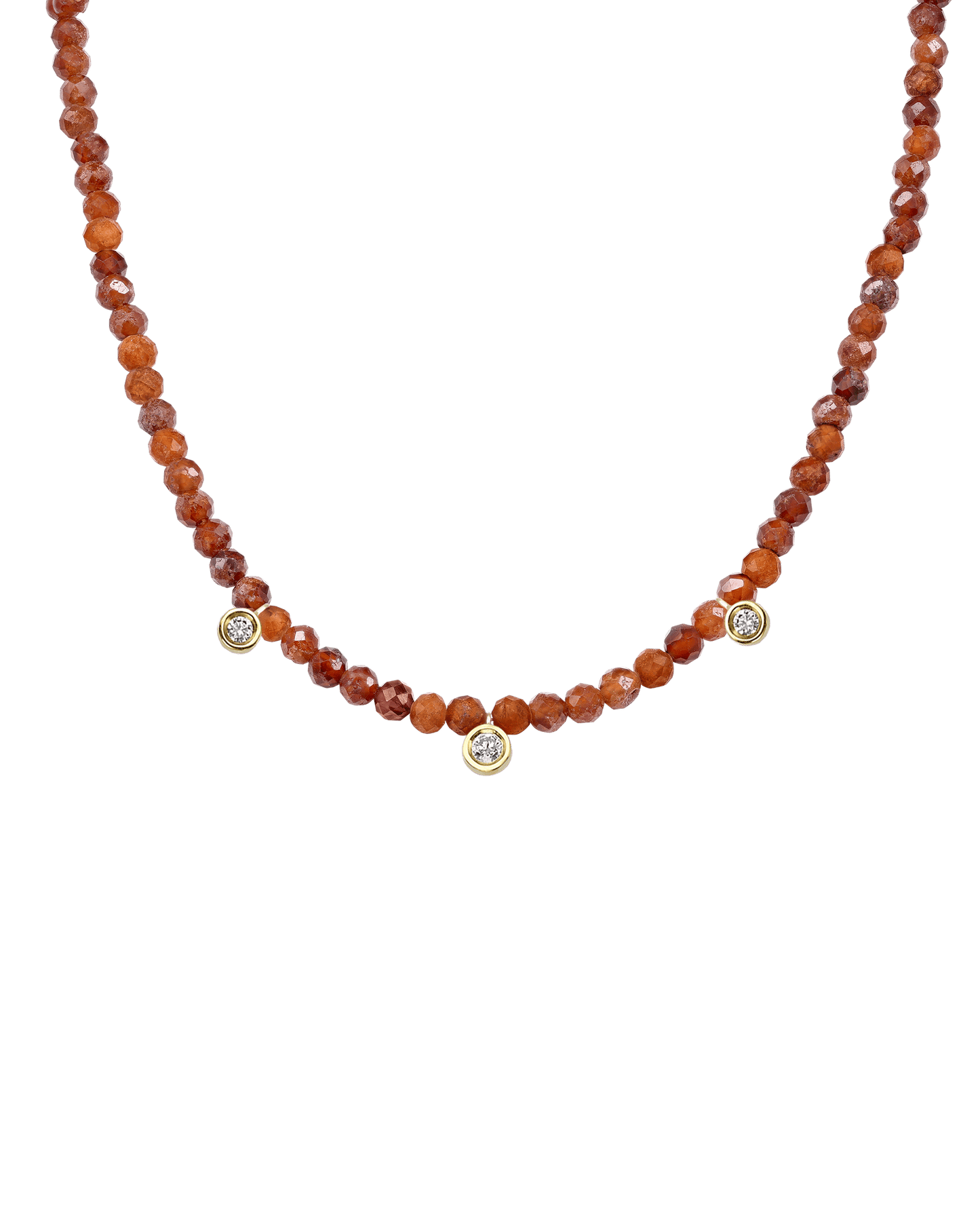 Apatite Gemstone & Three diamonds Necklace - 14K Yellow Gold Necklaces magal-dev Natural Garnet 14" - Collar