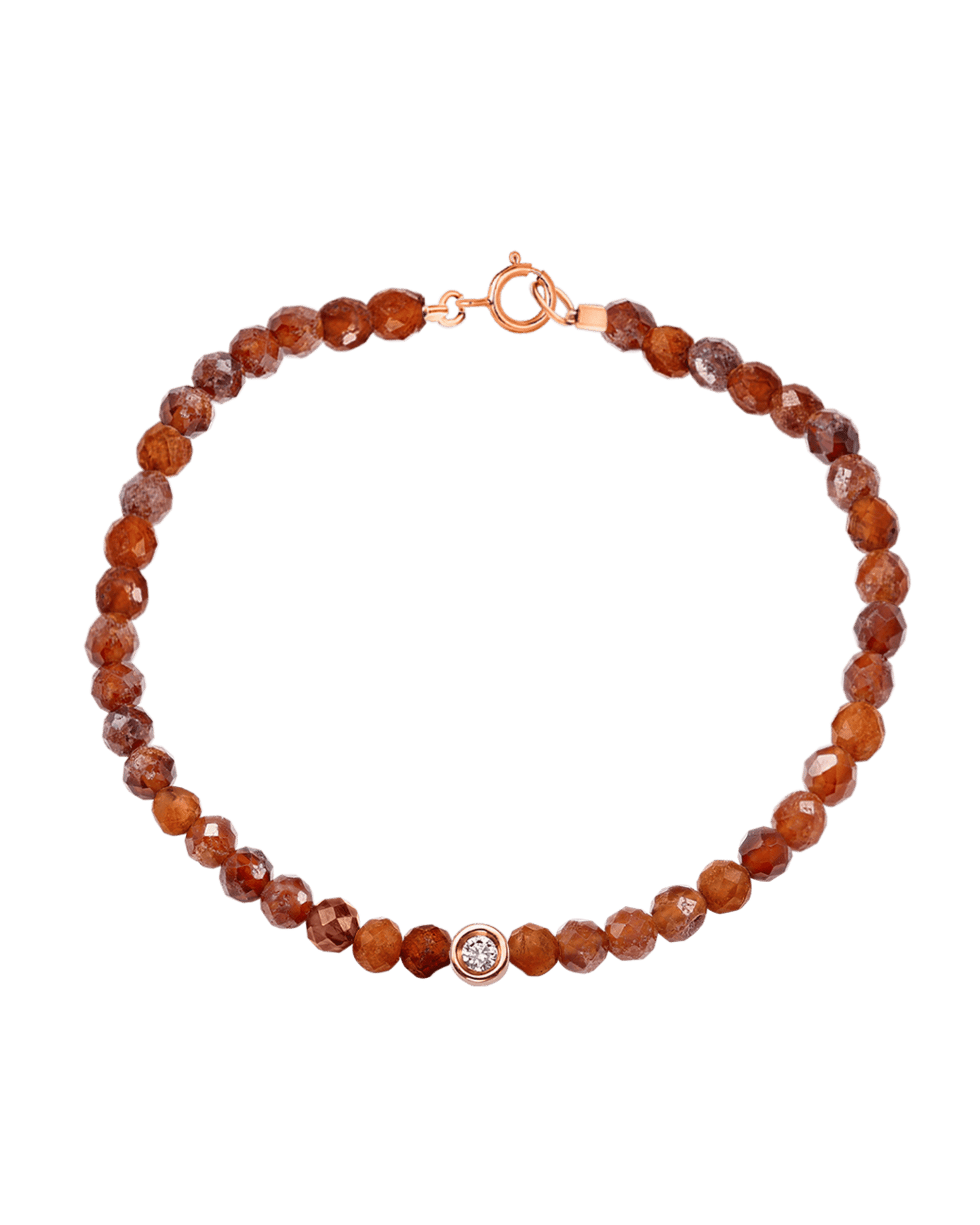 Bracelet Pierres Précieuses & Diamants - Or Rose 14 carats Bracelets magal-dev Grenat naturel Small: 0.03 carats 15cm (Poignet: Small)