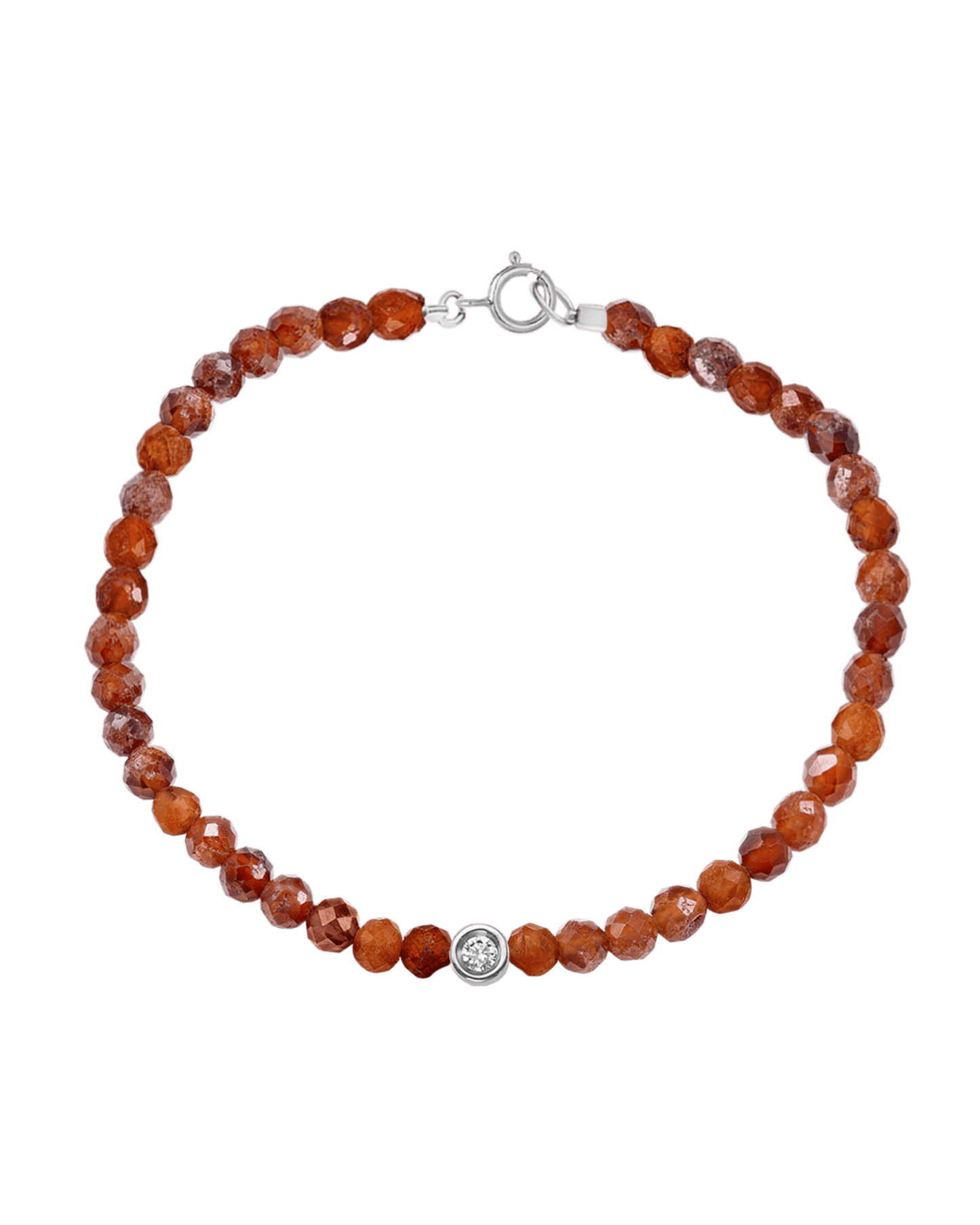 Bracelet Pierres Précieuses & Diamants - Or Blanc 14 carats Bracelets magal-dev Grenat naturel Small: 0.03 carats 15cm (Poignet: Small)