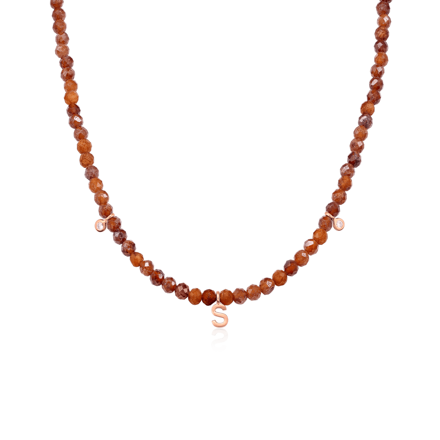 Alexis Necklace - 18K Rose Vermeil Necklaces Gold Vermeil Natural Garnet 14" - Collar