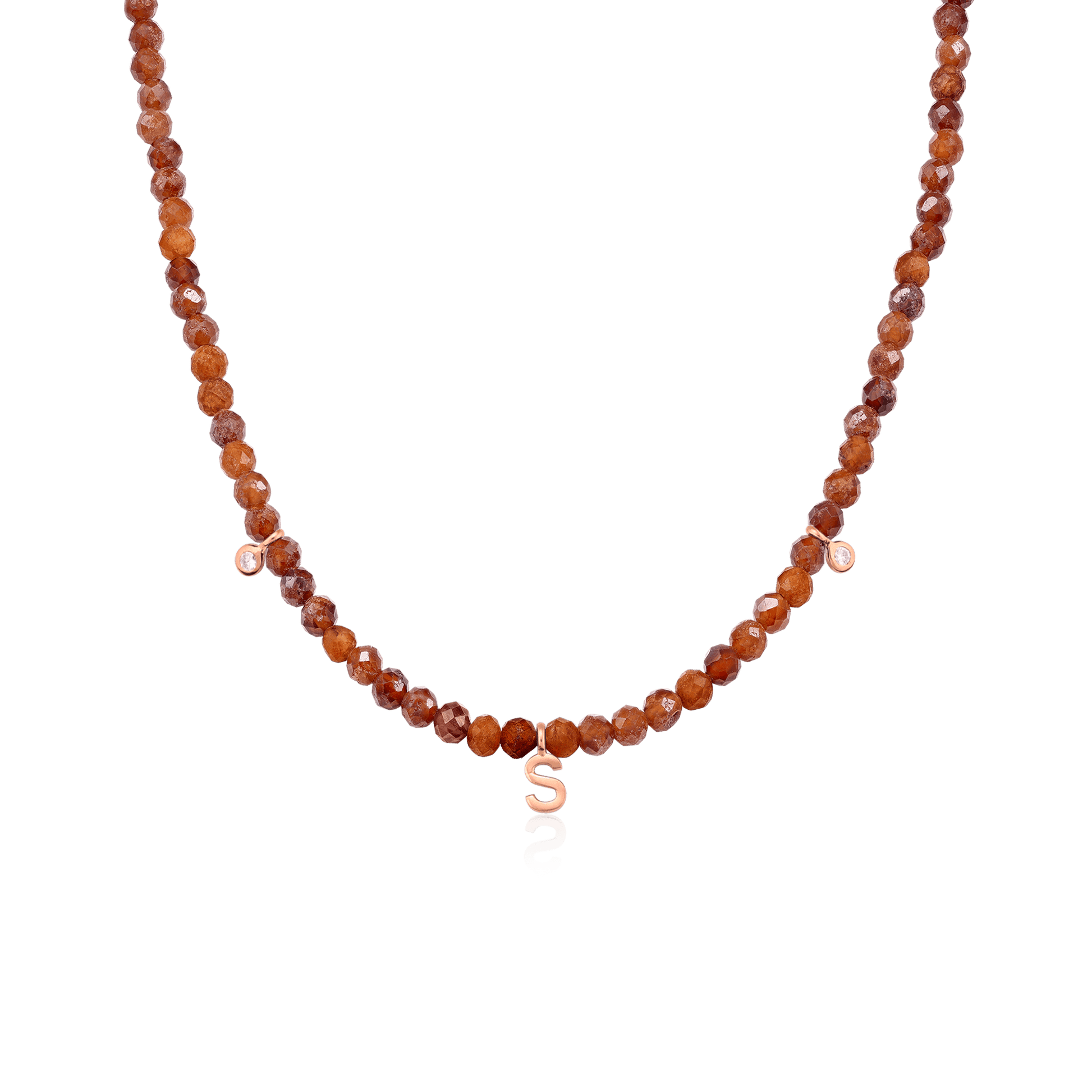 Alexis Necklace - 18K Rose Vermeil Necklaces Gold Vermeil Natural Garnet 14" - Collar