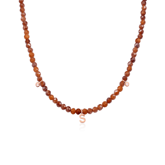 Alexis Necklace - 18K Rose Vermeil Necklaces Gold Vermeil Natural Garnet 14" - Collar