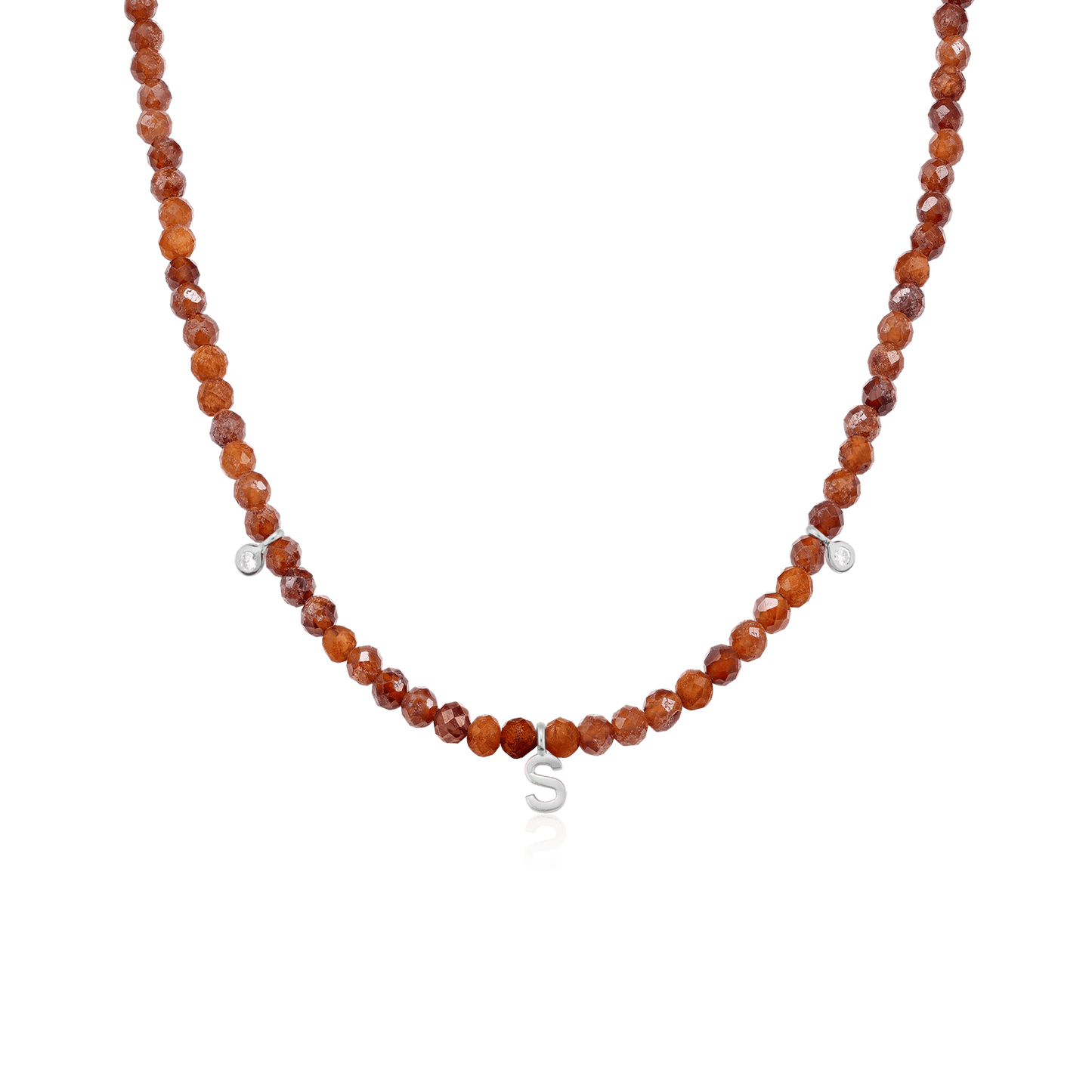 Alexis Necklace - 925 Sterling Silver Necklaces 925 Silver Natural Garnet 14" - Collar