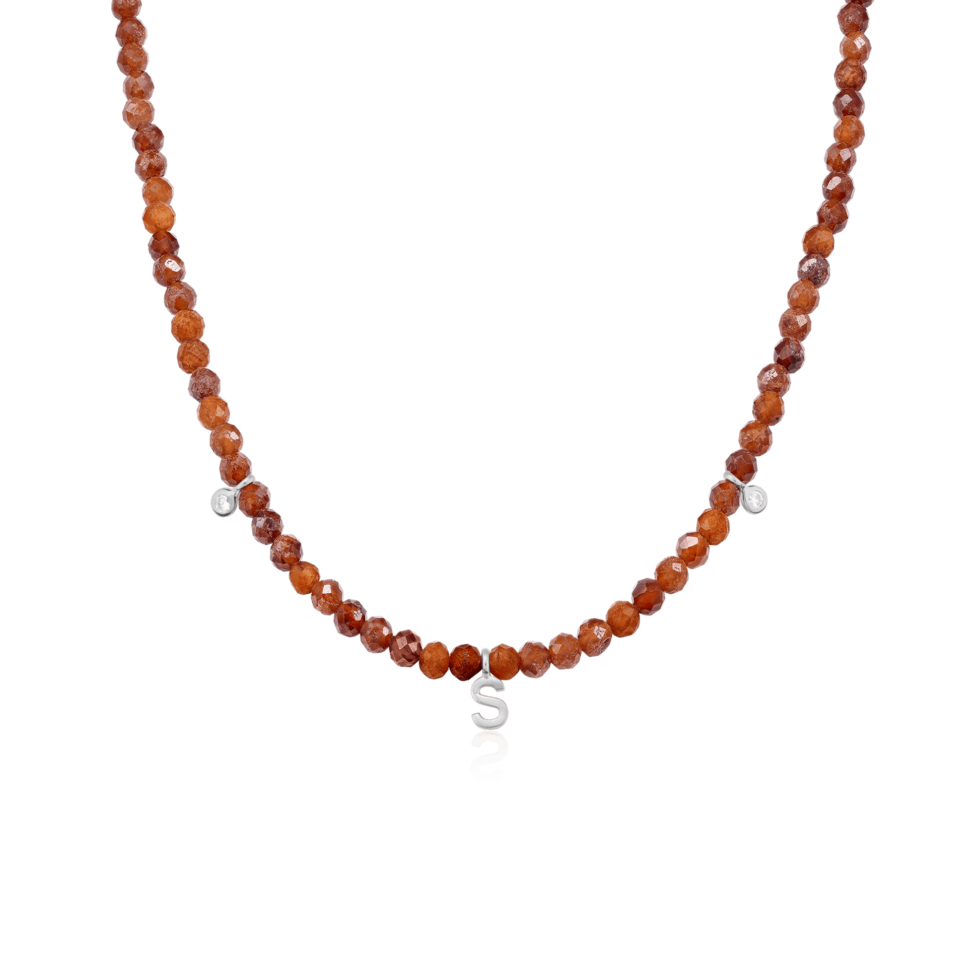 Alexis Necklace - 14K White Gold Necklaces magal-dev Natural Garnet 14" - Collar