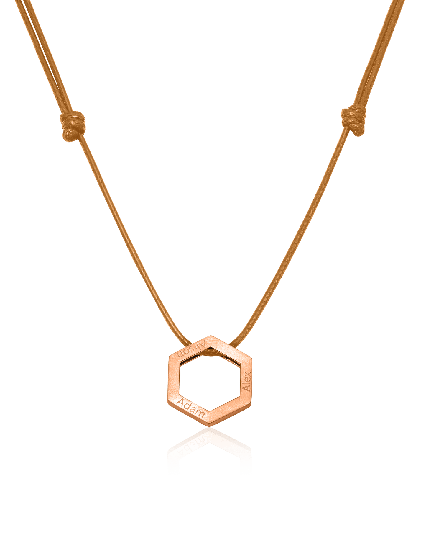 Honeycomb Necklace - 18K Rose Vermeil Necklaces magal-dev Brown 1 Name Adjustable Cord Chain 20"-24"