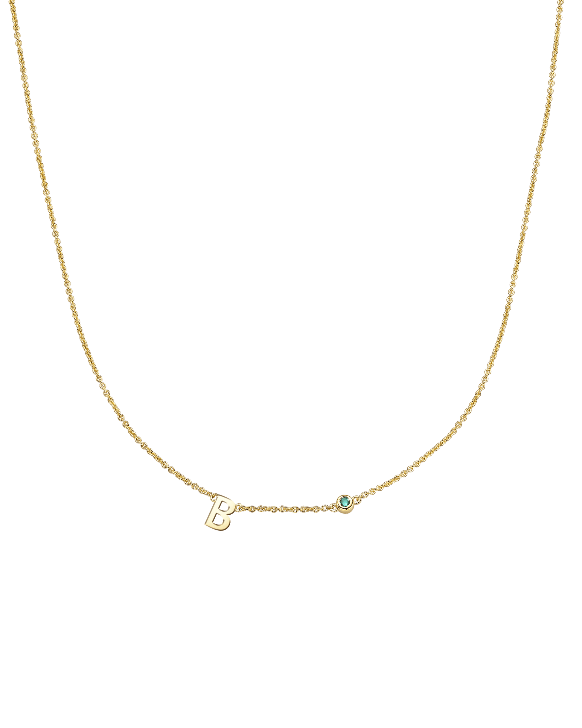 Initial Birthstone Necklace - 18K Gold Vermeil Necklaces magal-dev 1 Initial + 1 Birthstone Adjustable 16-17" (40cm-43cm)