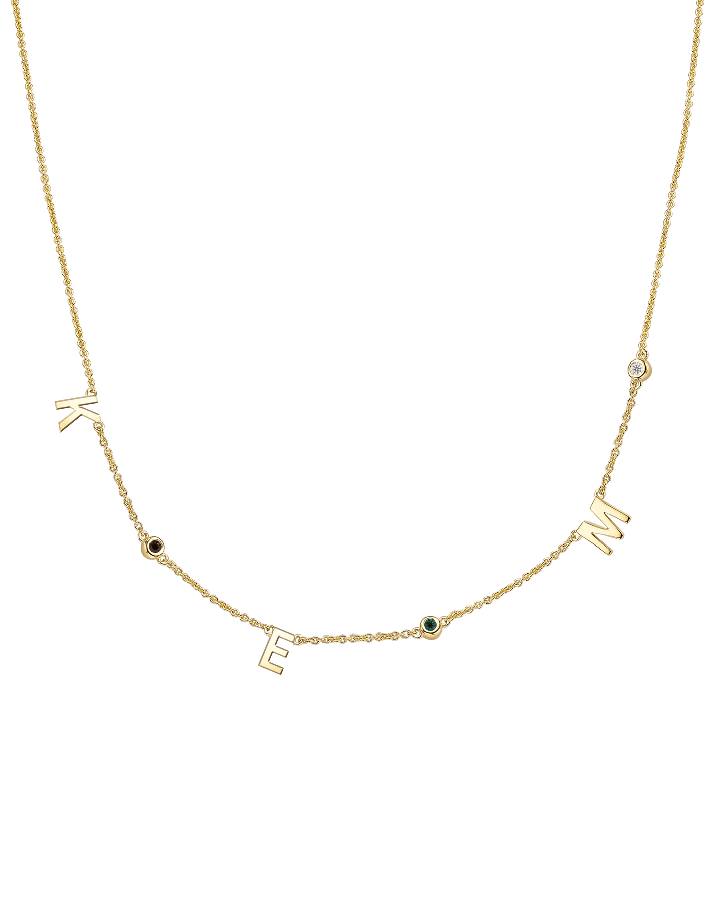 Initial Birthstone Necklace - 18K Gold Vermeil Necklaces magal-dev 3 Initials + 3 Birthstones Adjustable 16-17" (40cm-43cm)