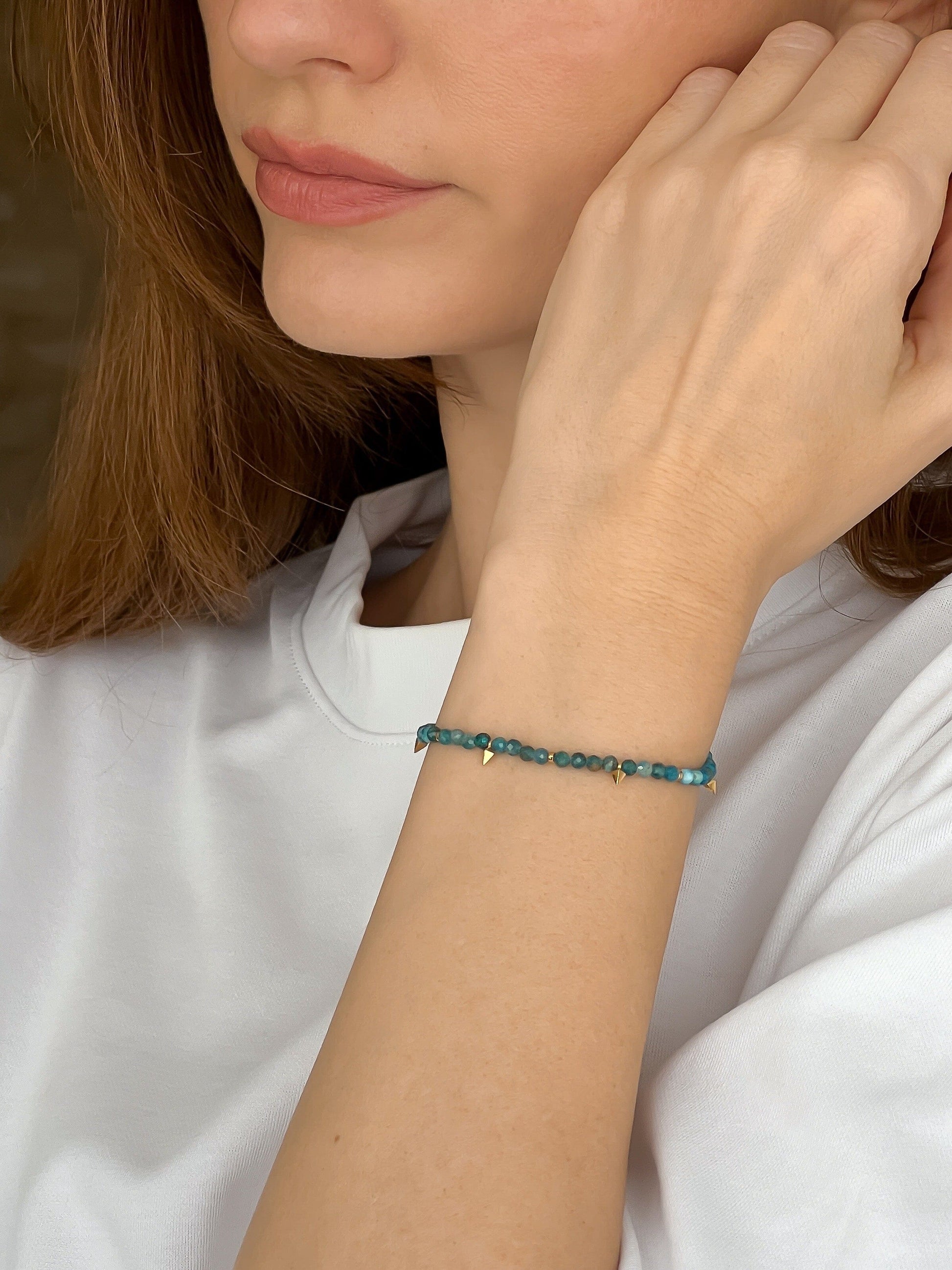 Beaded Gemstone Bracelet - 18K Rose Vermeil Bracelets magal-dev