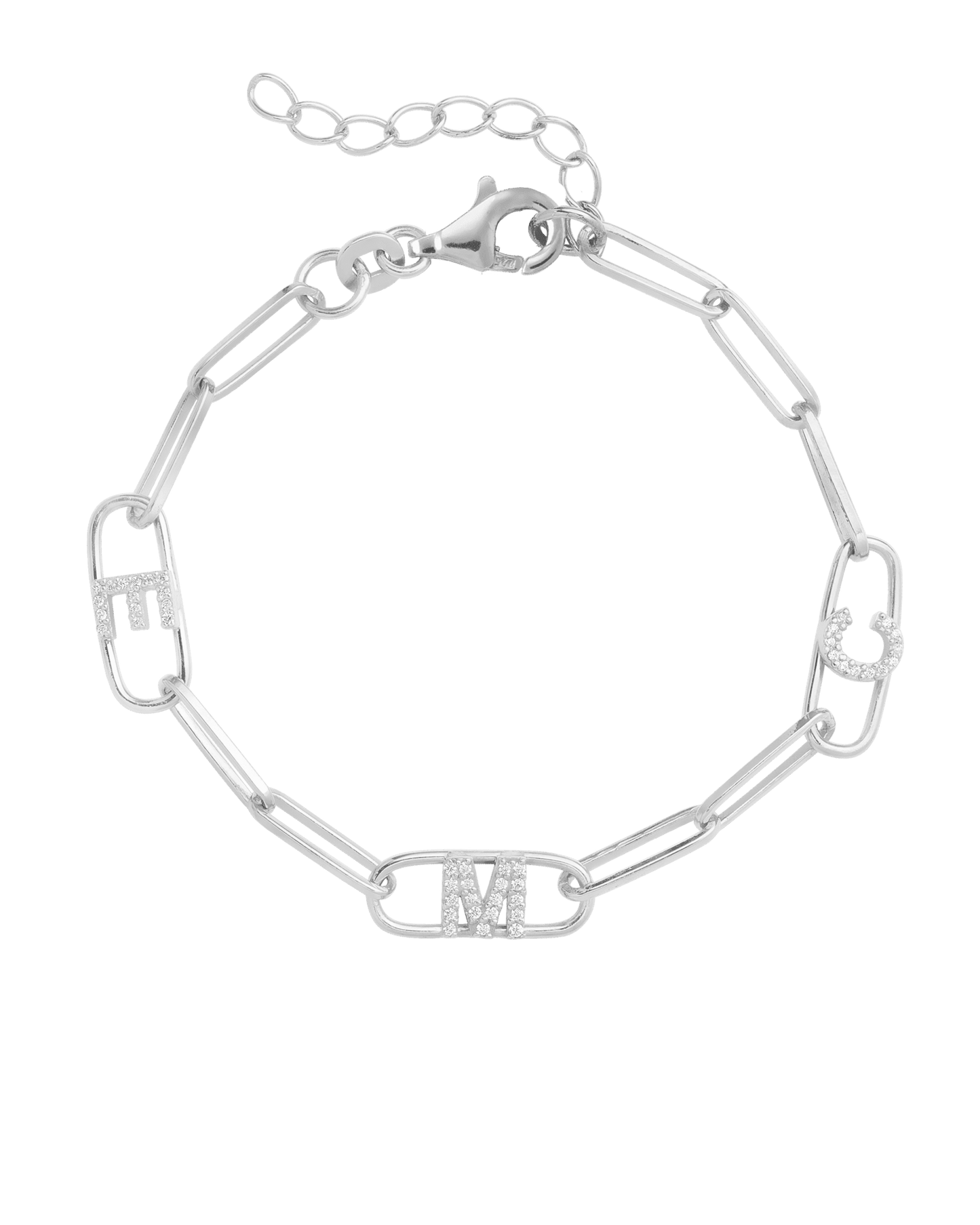 Bracelet Liens Initiale(s) - Argent 925 Bracelets magal-dev 1 Initiale 6" + 1" Extension de chaîne