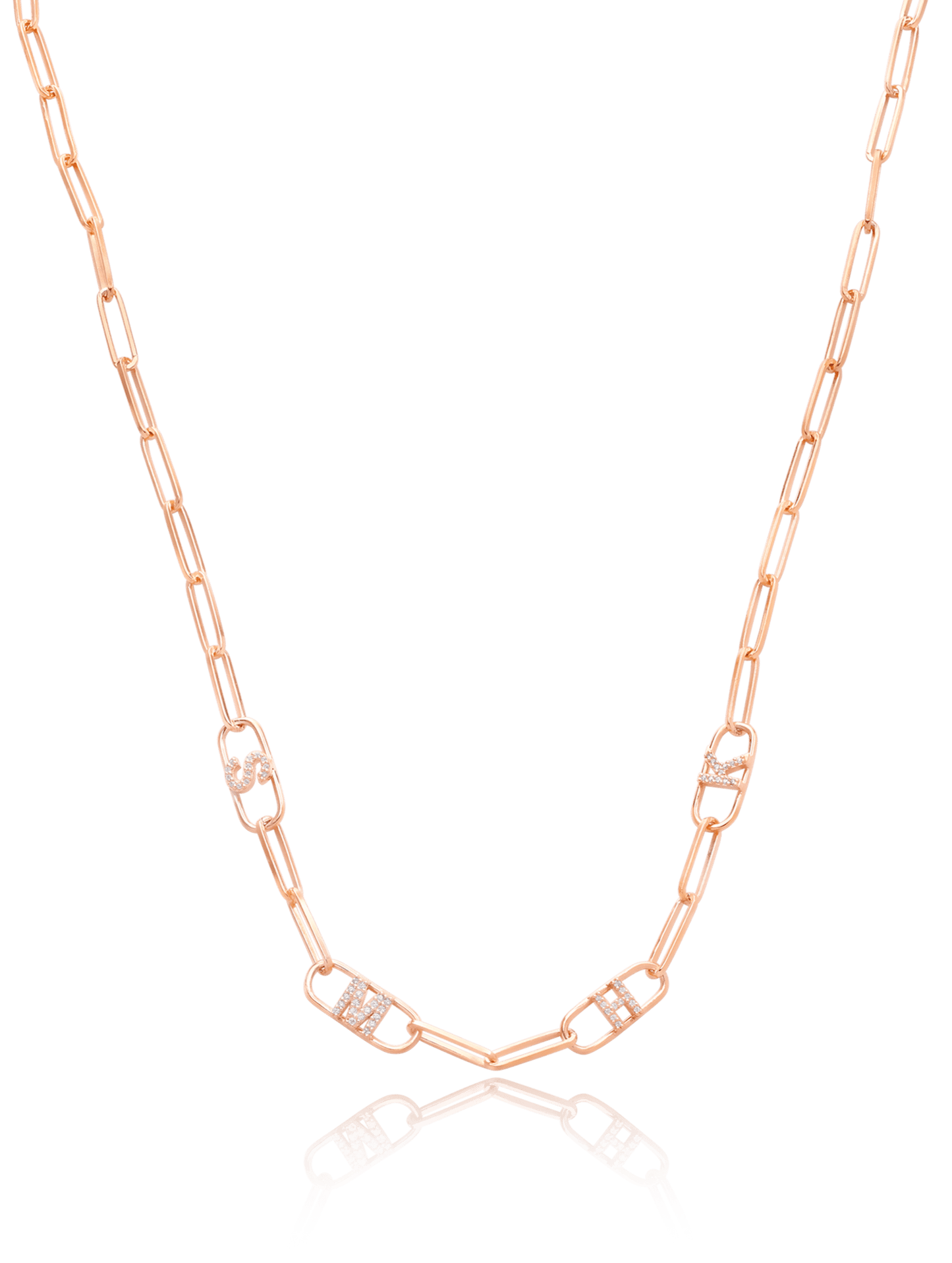 Initials Link Necklace - 18K Rose Vermeil Necklaces magal-dev 1 Initial 16”