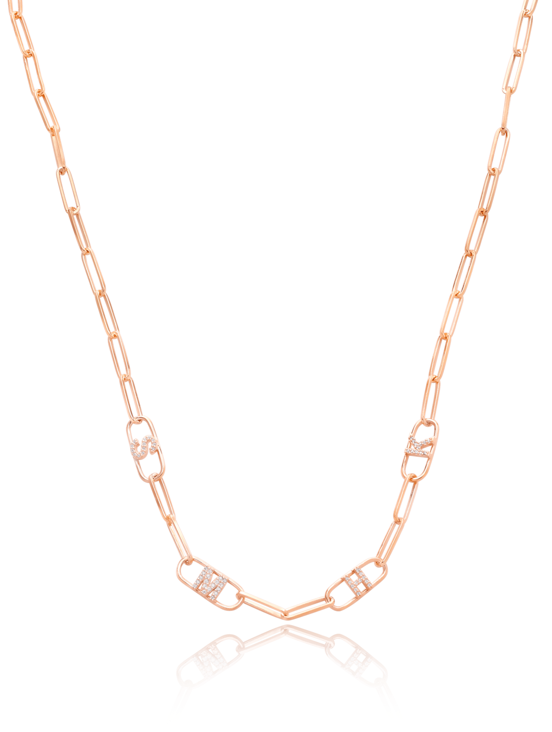 Initials Link Necklace - 18K Rose Vermeil Necklaces magal-dev 1 Initial 16”