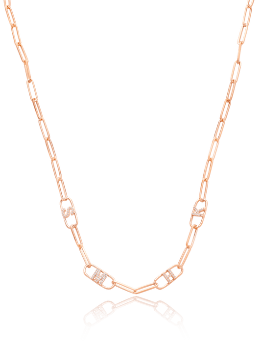 Initials Link Necklace - 18K Rose Vermeil Necklaces magal-dev 1 Initial 16”