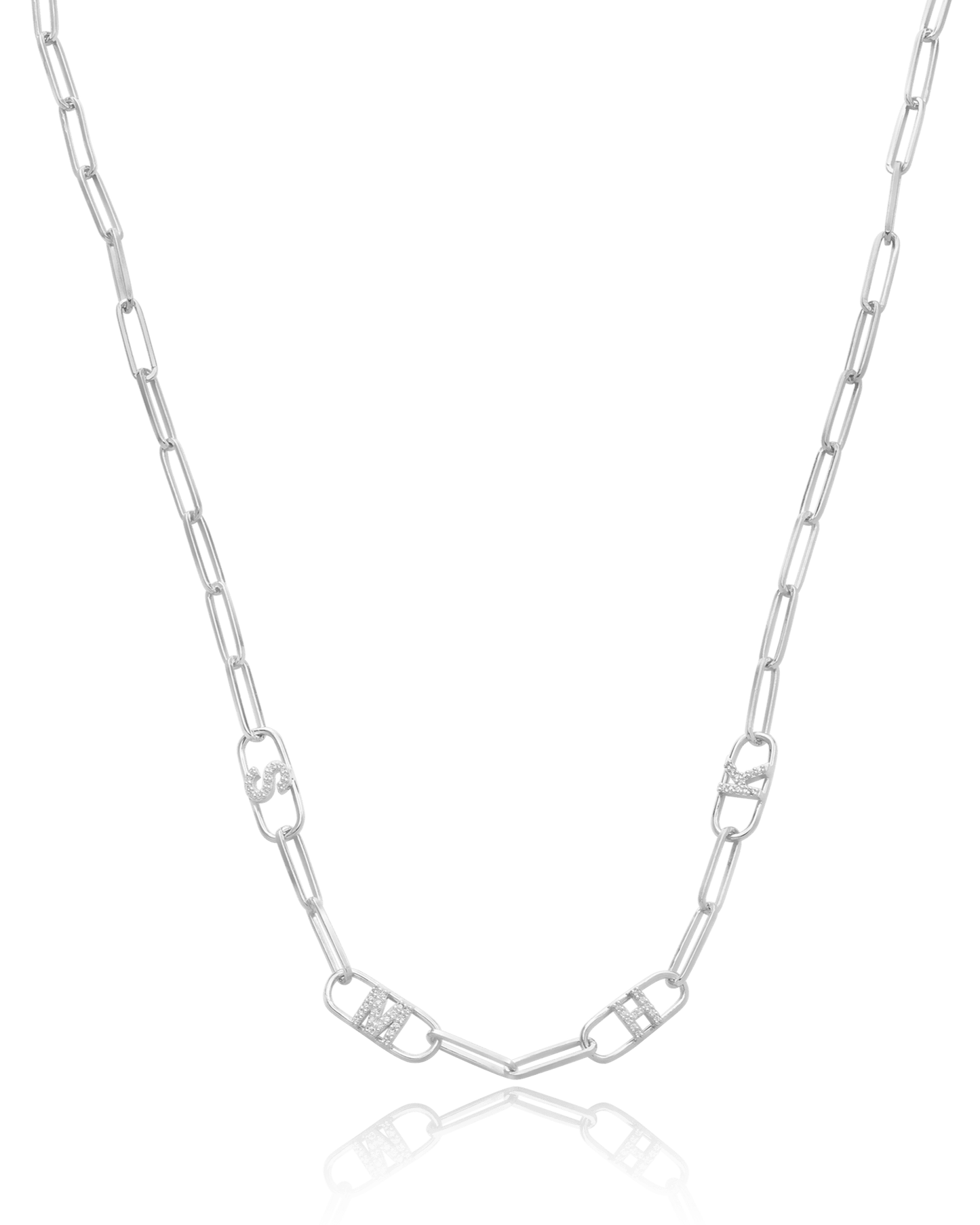 Initials Link Necklace - 925 Sterling Silver Necklaces magal-dev 1 Initial 16”