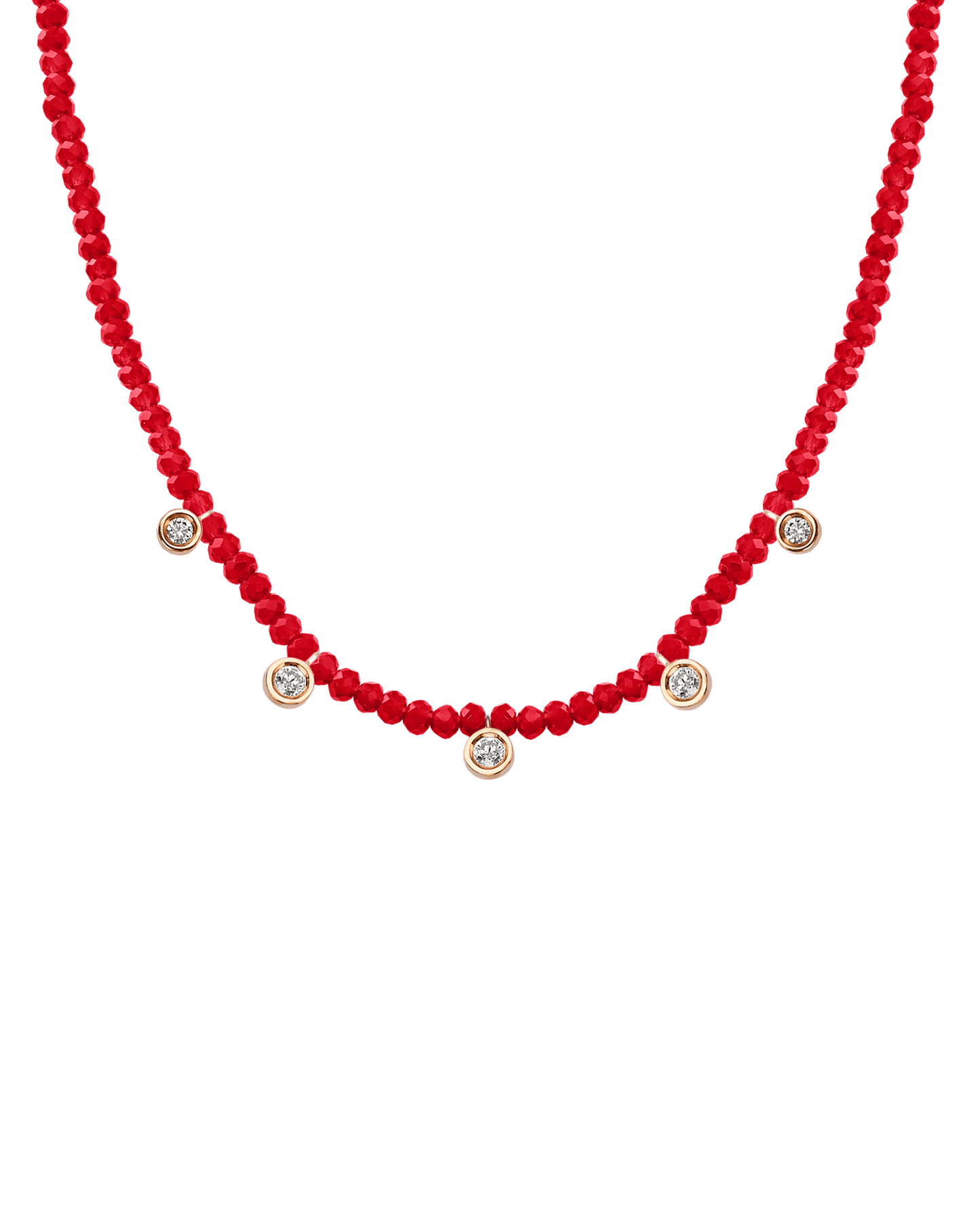 Blue Lapis Gemstone & Five diamonds Necklace - 14K White Gold