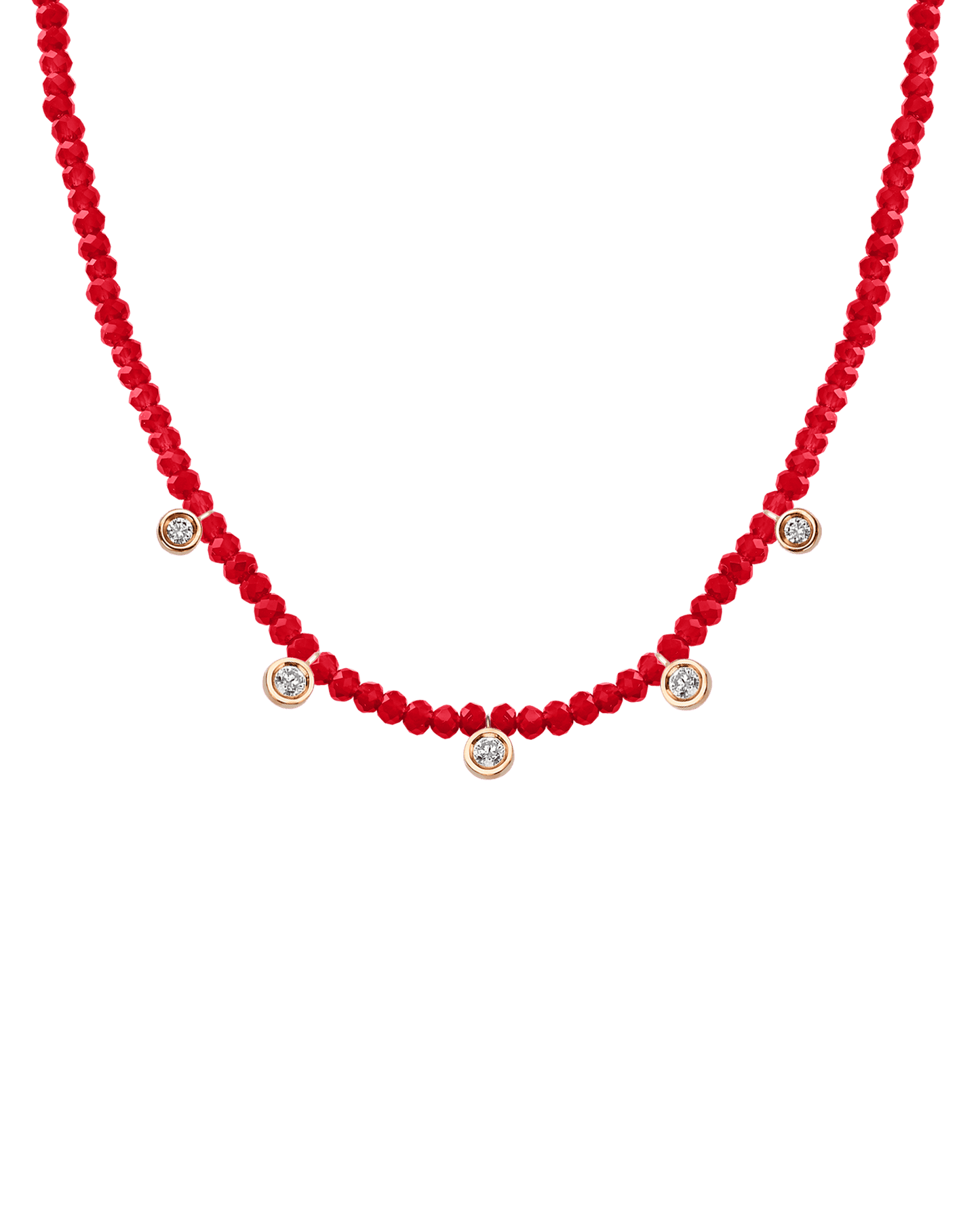 Moonstone Gemstone & Five diamonds Necklace - 14K Yellow Gold Necklaces magal-dev