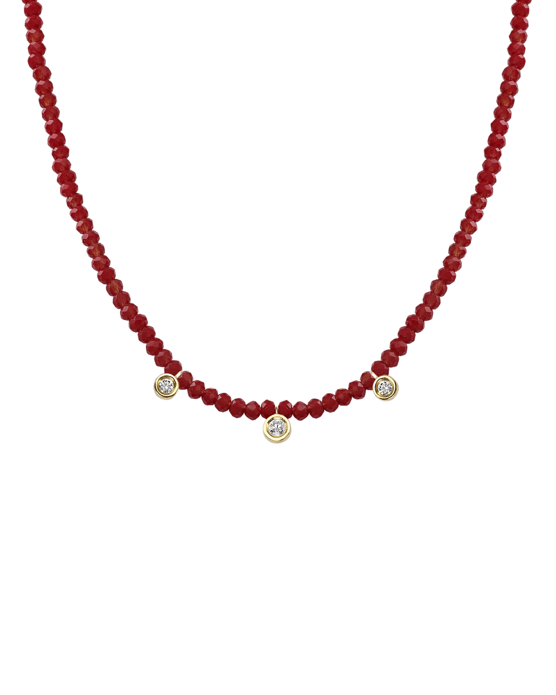 Apatite Gemstone & Three diamonds Necklace - 14K Rose Gold Necklaces magal-dev