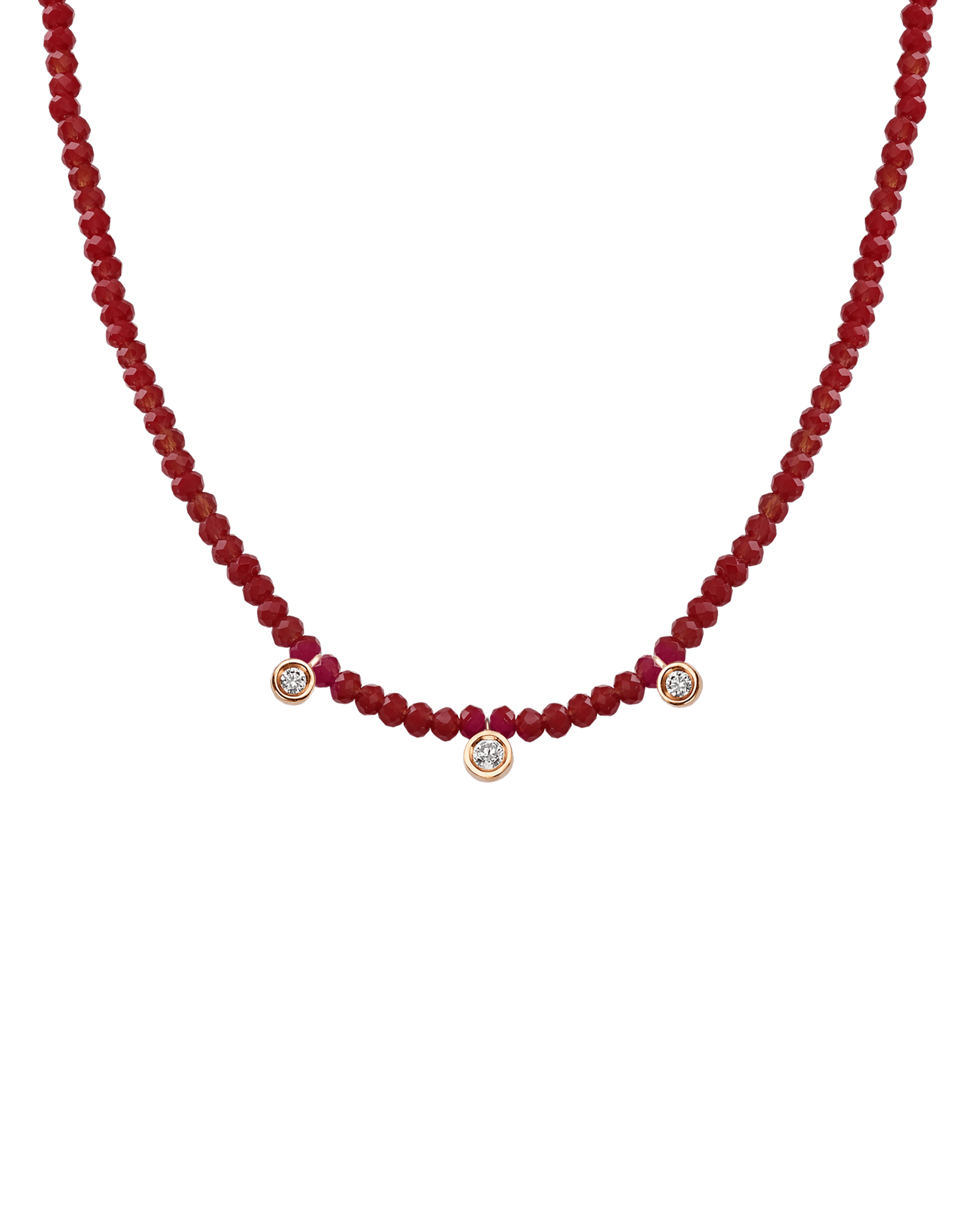 Apatite Gemstone & Three diamonds Necklace - 14K White Gold Necklaces magal-dev