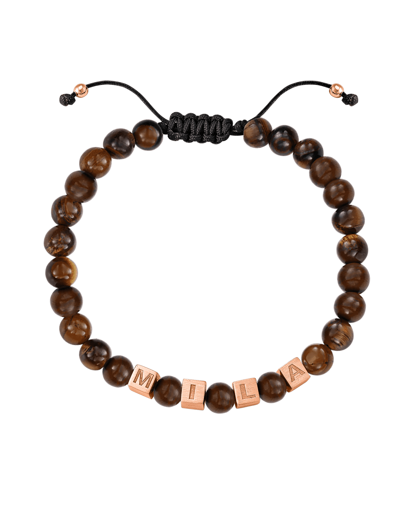 Bracelet Alpha Cubes - Or Blanc Plaqué 18 carats Bracelets magal-dev Œil de Tigre Marron 1