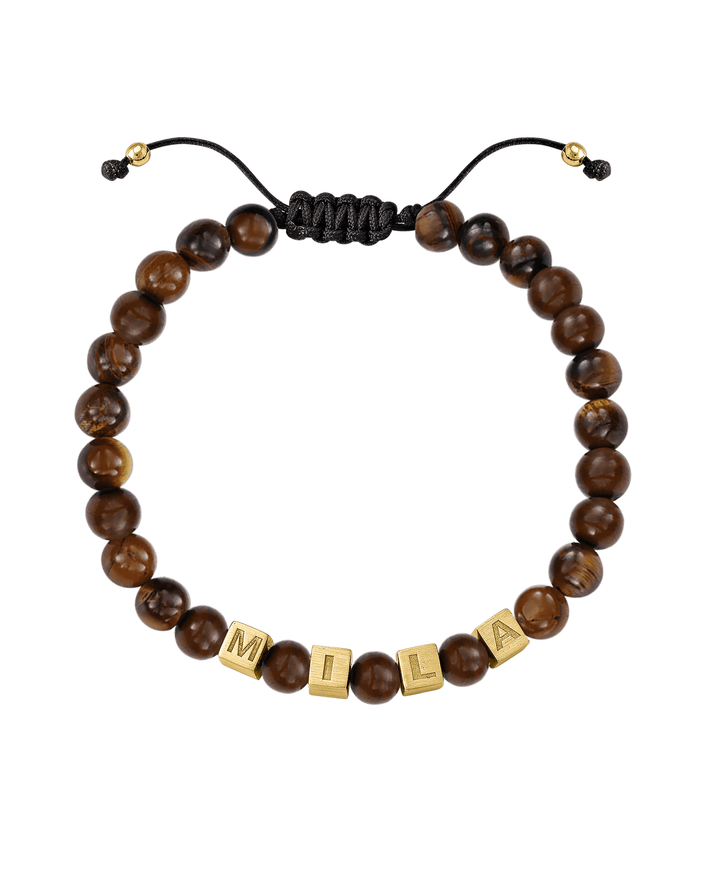 Bracelet Alpha Cubes - Or Jaune Plaqué 18 carats Bracelets magal-dev Œil de Tigre Marron 1