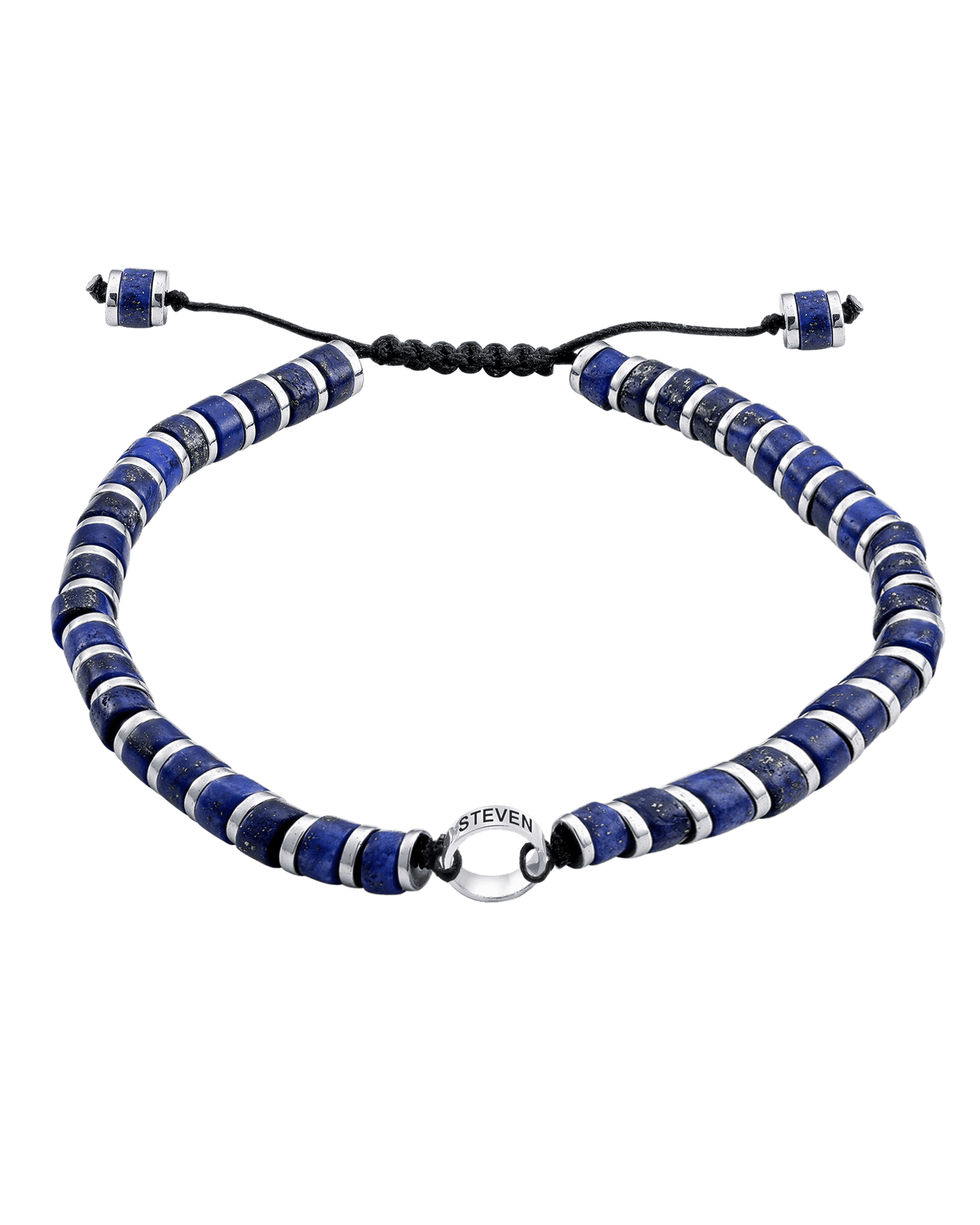 Bracelet de Perles de Lapis-Lazuli Bleu & Bagues Peronnalisables - Or Blanc 14 carats Bracelets magal-dev 1 Lien