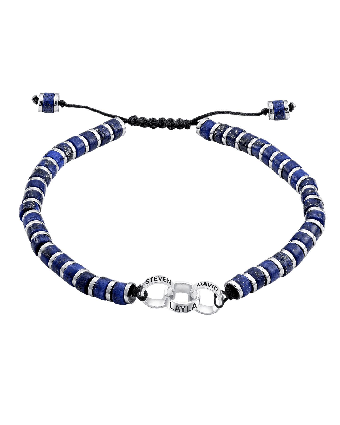 Bracelet de Perles de Lapis-Lazuli Bleu & Bagues Peronnalisables - Or Blanc 14 carats Bracelets magal-dev 3 Lien(s)