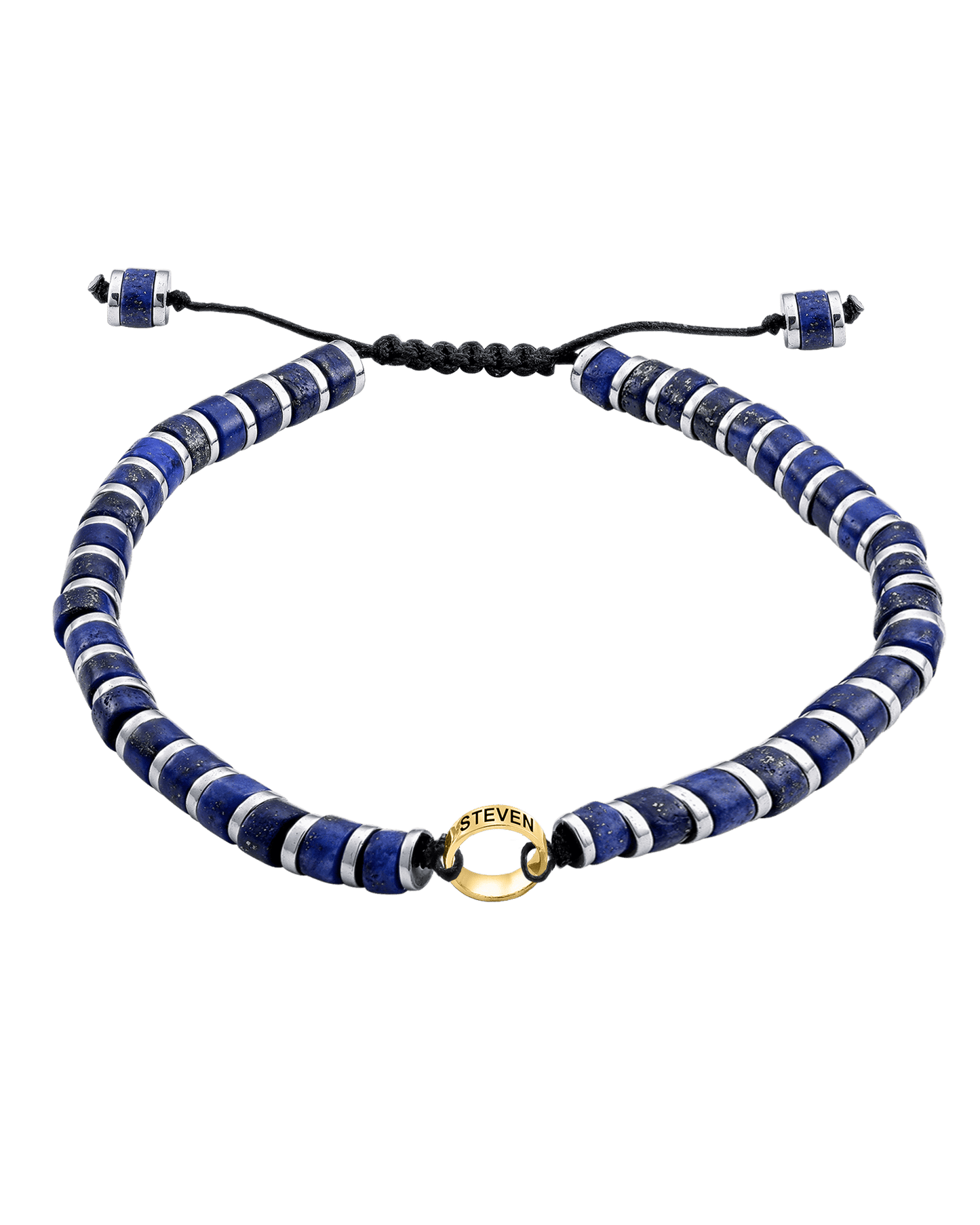 Bracelet de Perles de Lapis-Lazuli Bleu & Bagues Peronnalisables - Or Jaune 14 carats Bracelets magal-dev 1 Lien