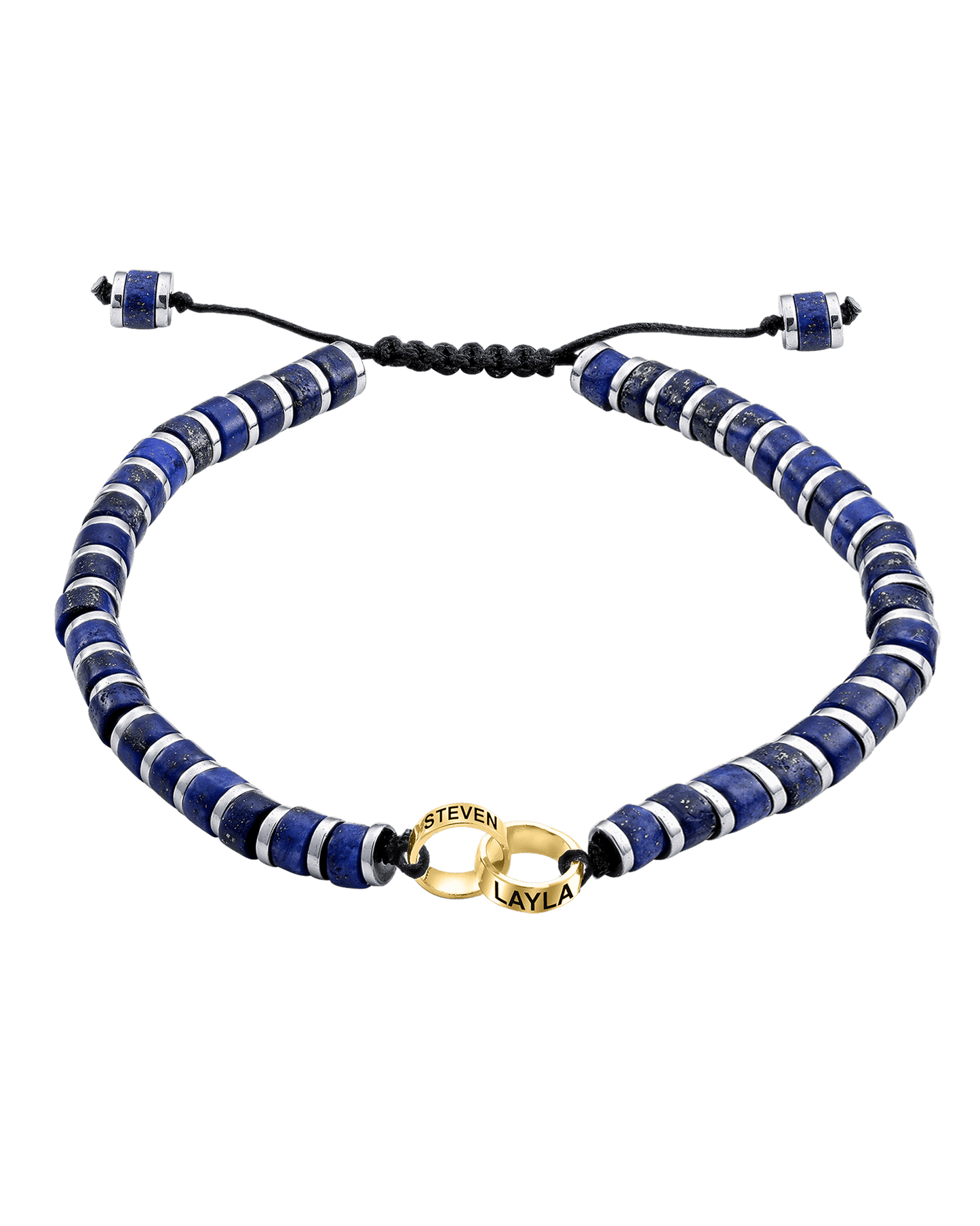 Bracelet de Perles de Lapis-Lazuli Bleu & Bagues Peronnalisables - Or Jaune 14 carats Bracelets magal-dev 2 Lien(s)