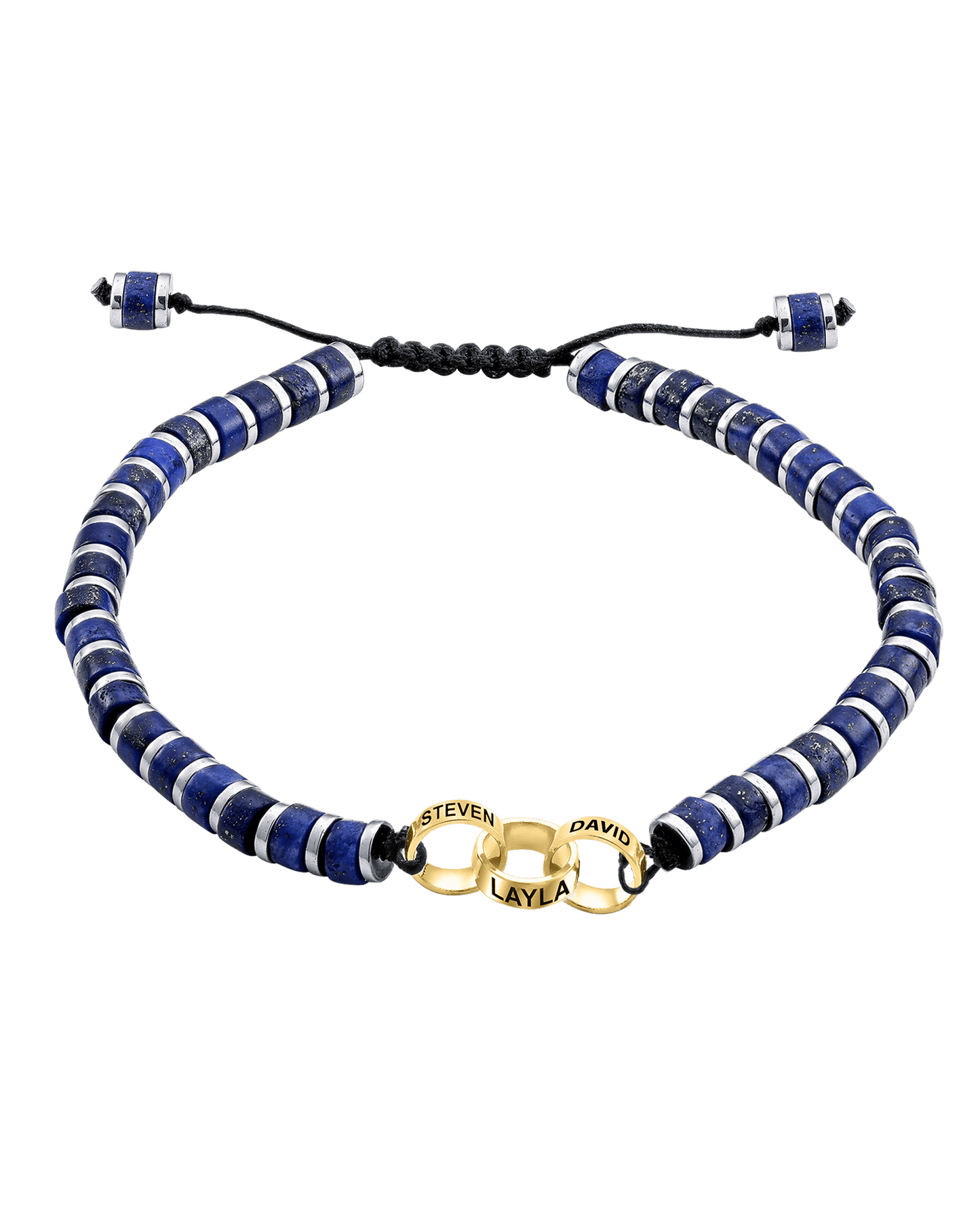 Bracelet de Perles de Lapis-Lazuli Bleu & Bagues Peronnalisables - Or Jaune 14 carats Bracelets magal-dev 3 Lien(s)
