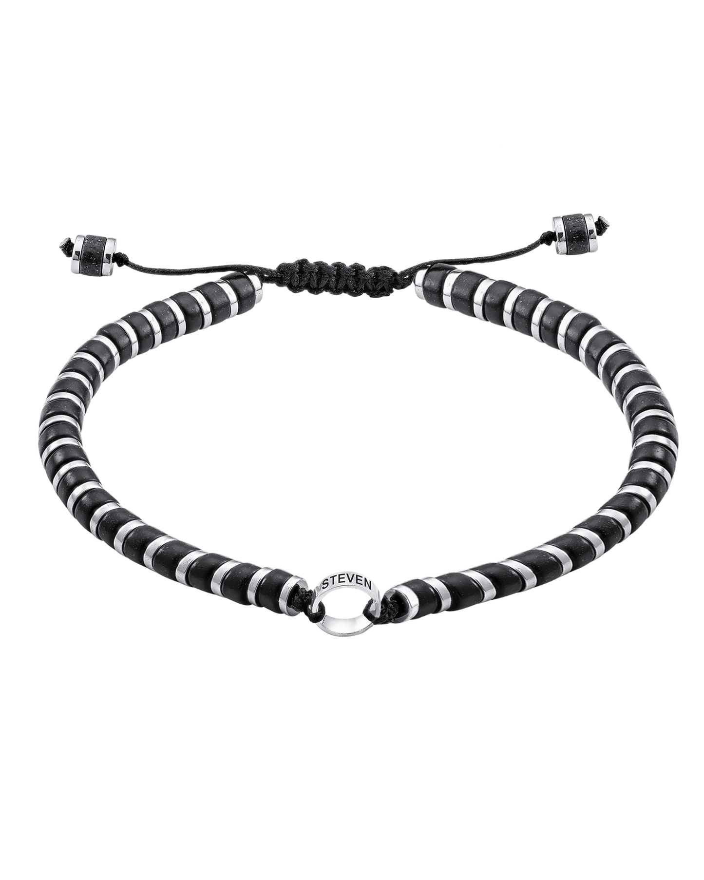 Bracelet Onyx Naturel & Bagues Personnalisables - Or Blanc 14 carats Bracelets magal-dev 1 Lien