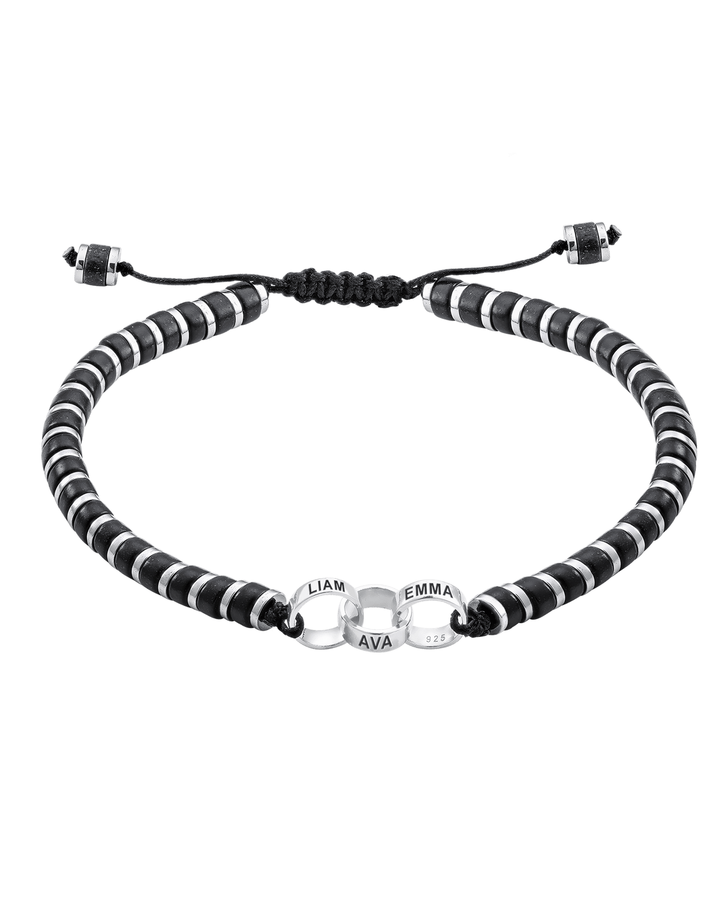 Bracelet Onyx Naturel & Bagues Personnalisables - Argent 925 Bracelets magal-dev 3 Lien(s)